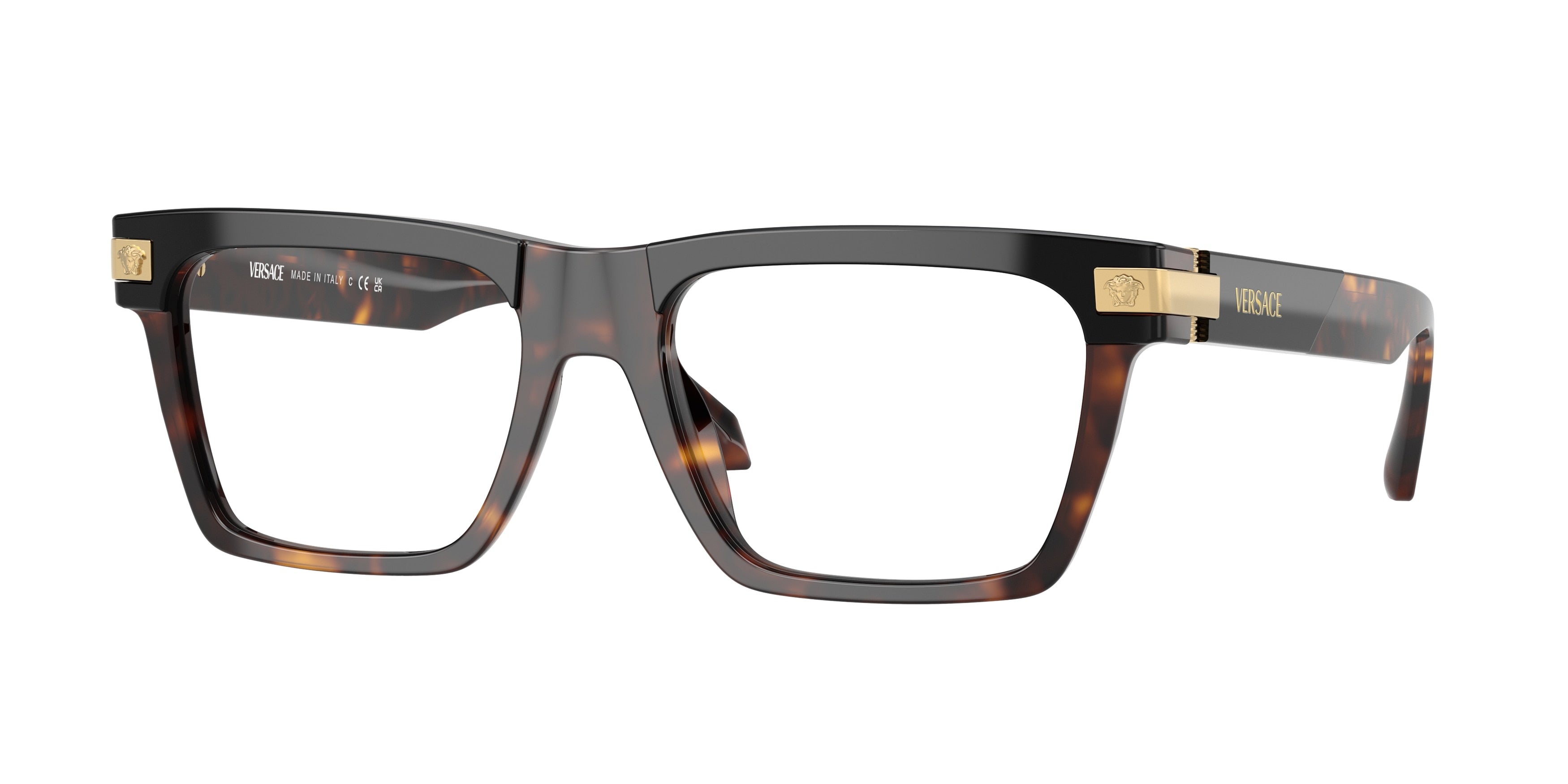 Versace VE3354 Rectangle Eyeglasses  5466-Top Black/Havana 55-145-18 - Color Map Black