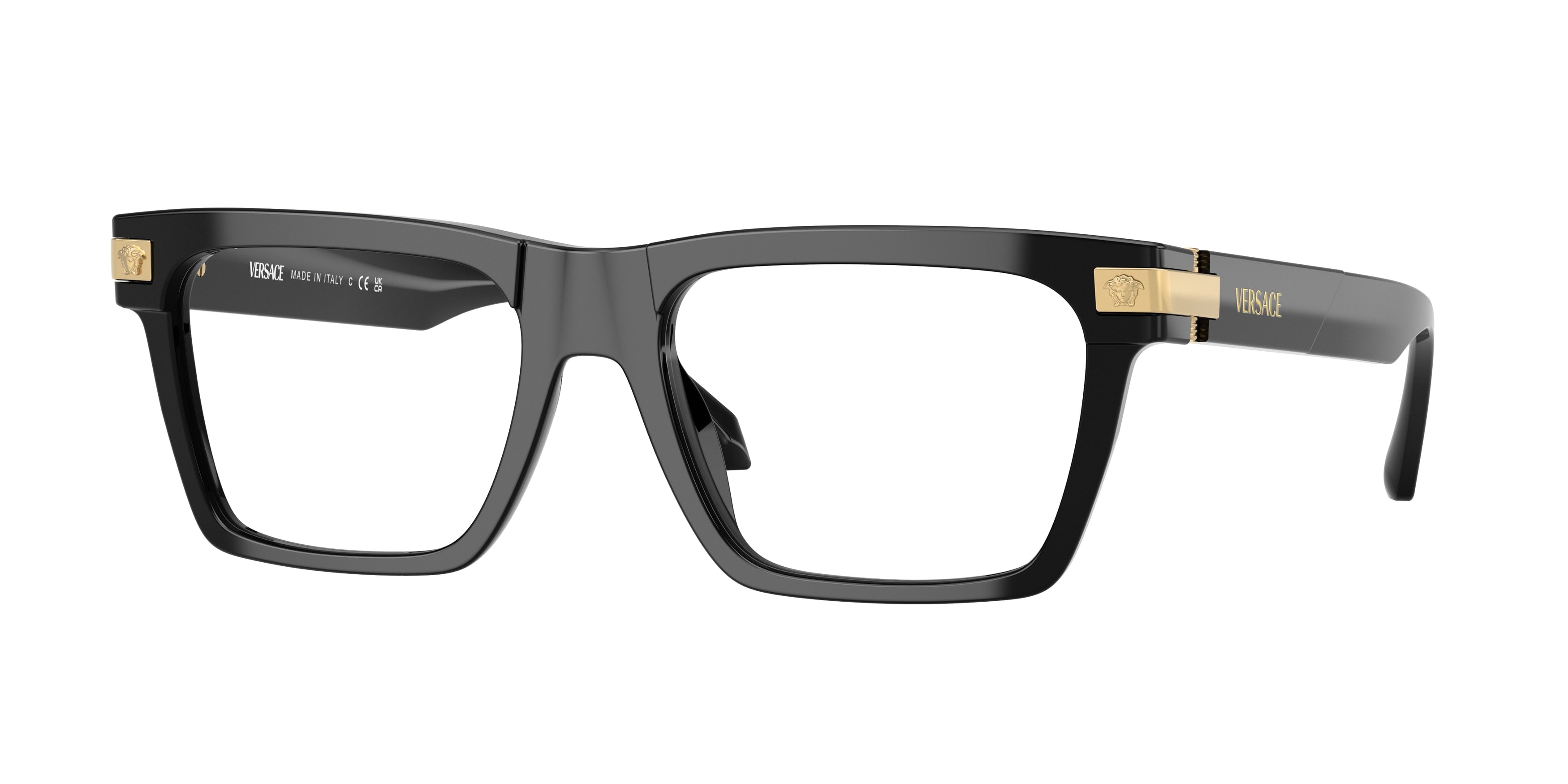 Versace VE3354 Rectangle Eyeglasses  GB1-Black 55-145-18 - Color Map Black