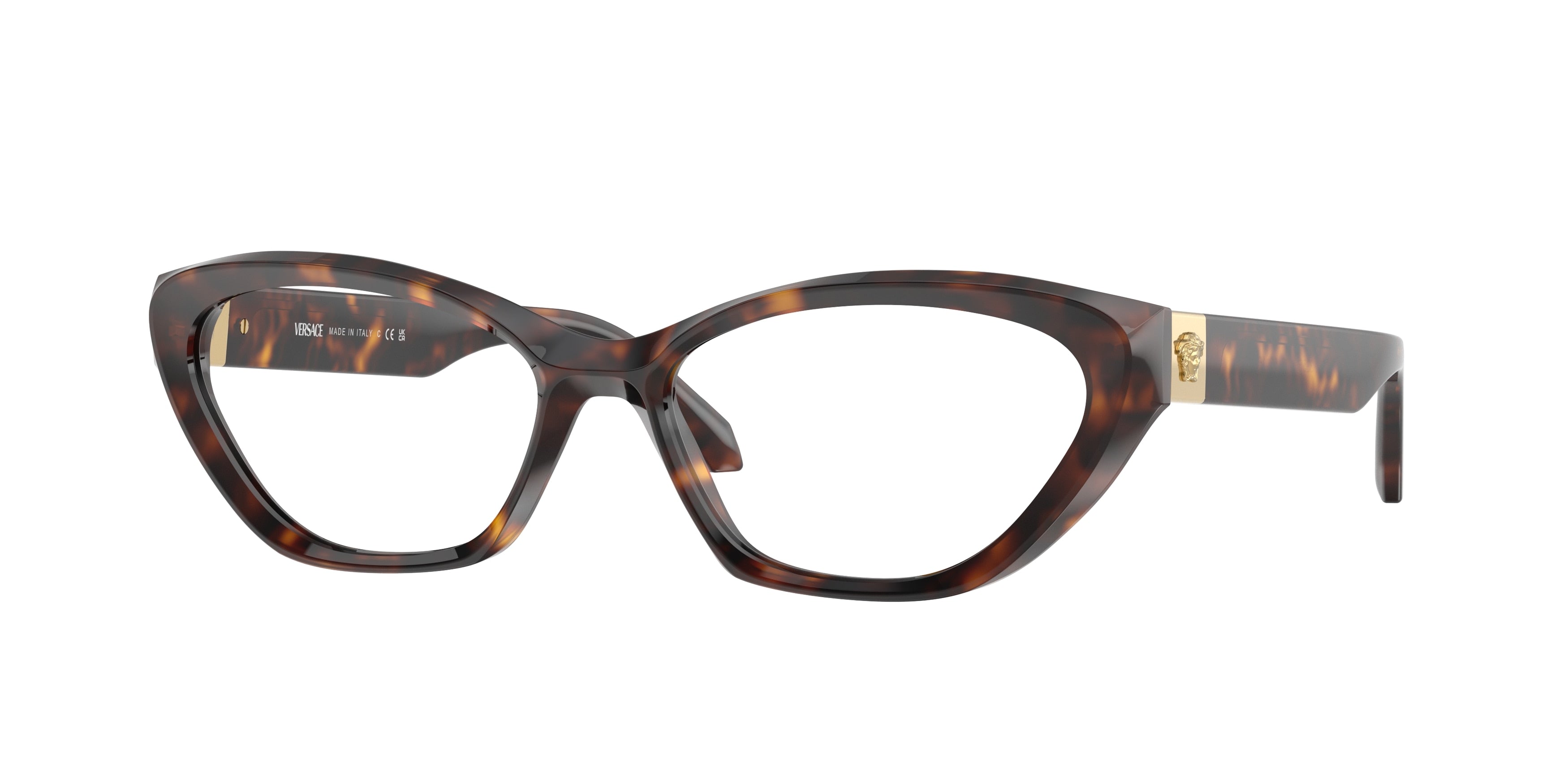 Versace VE3356 Cat Eye Eyeglasses  108-Havana 55-140-16 - Color Map Tortoise