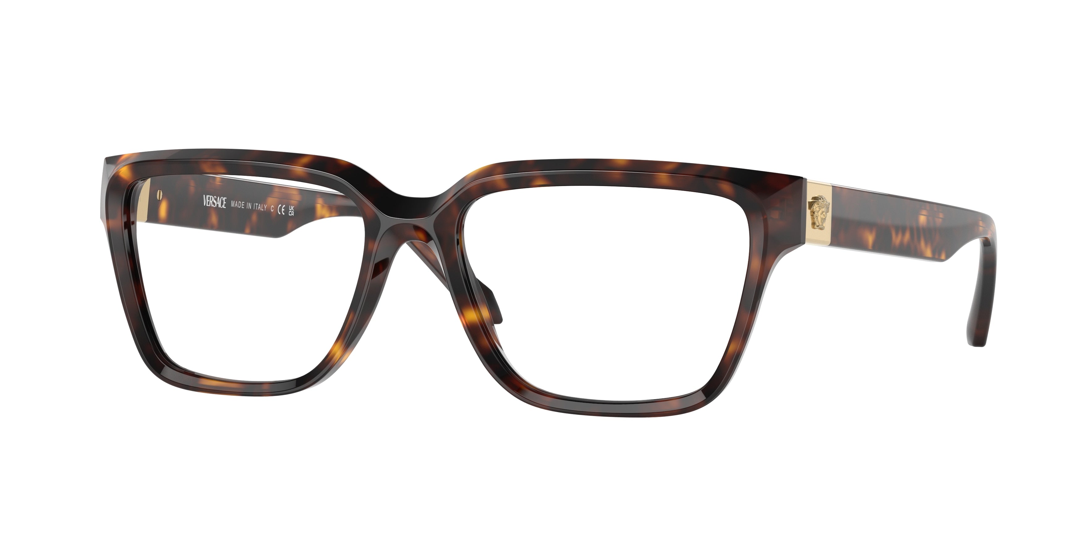 Versace VE3357 Rectangle Eyeglasses  108-Havana 55-145-17 - Color Map Tortoise