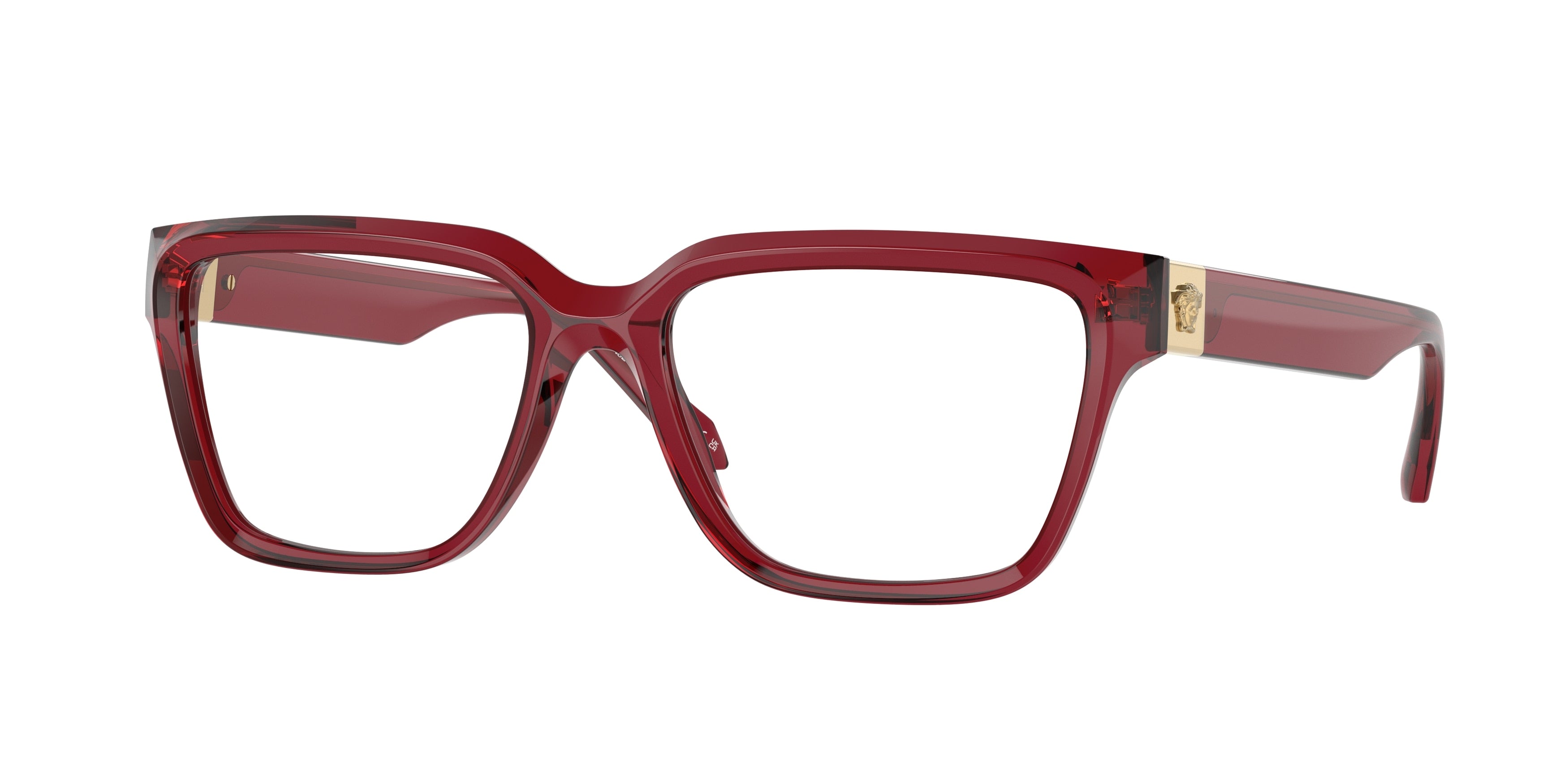 Versace VE3357 Rectangle Eyeglasses  388-Red Transparent 55-145-17 - Color Map Red