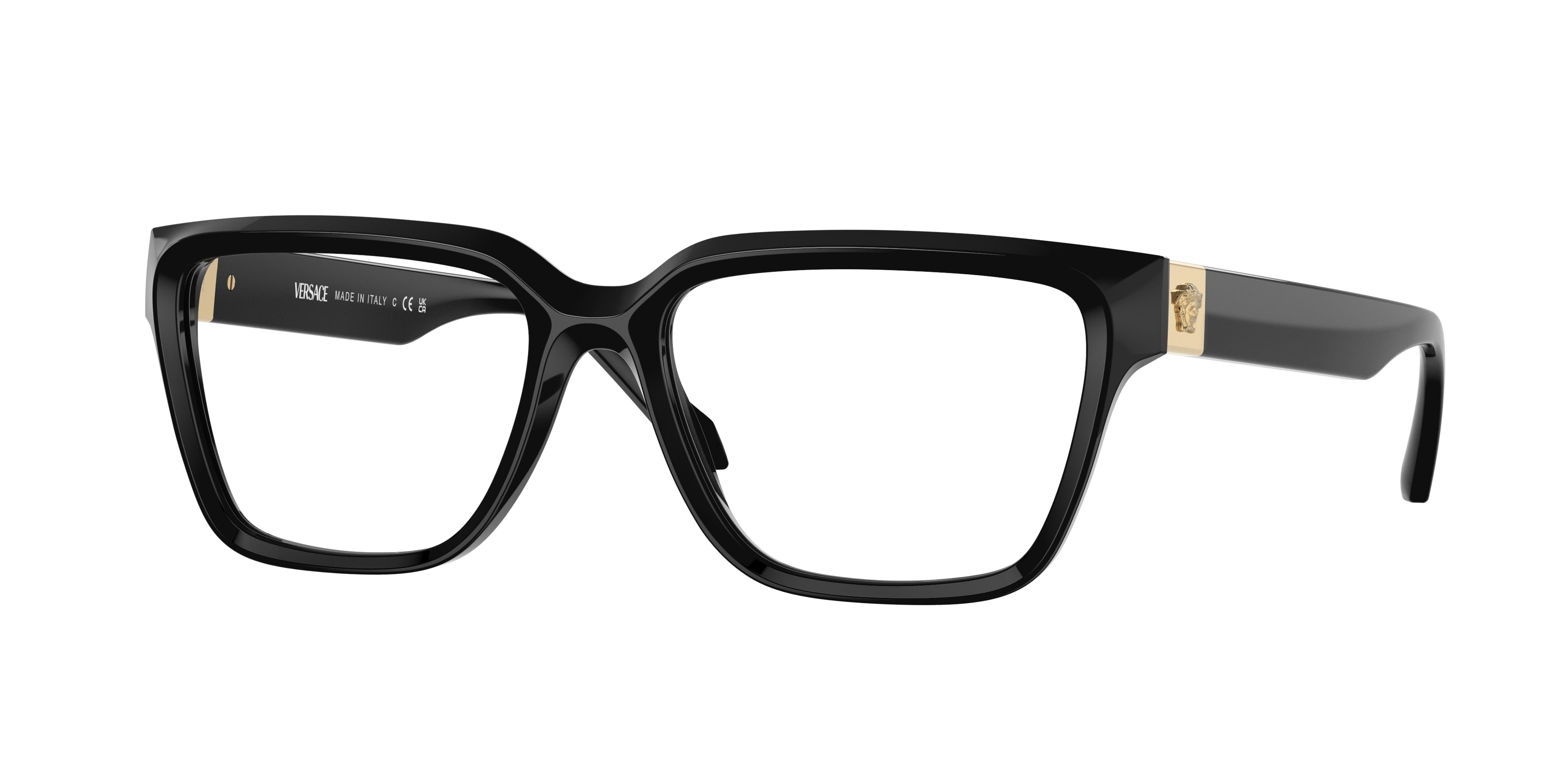 Versace VE3357 Rectangle Eyeglasses  GB1-Black 55-145-17 - Color Map Black