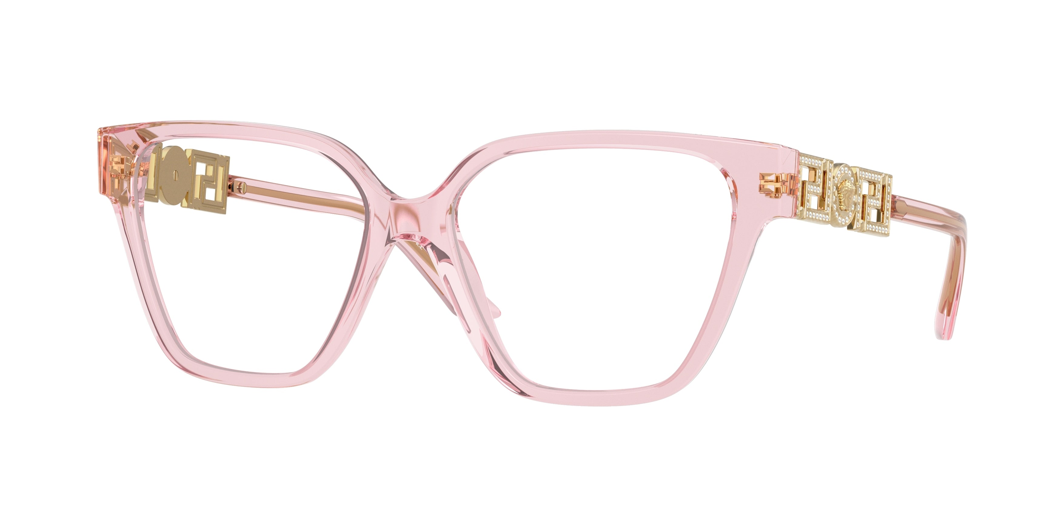 Versace VE3358BF Irregular Eyeglasses  5472-Transparent Pink 54-140-16 - Color Map Pink