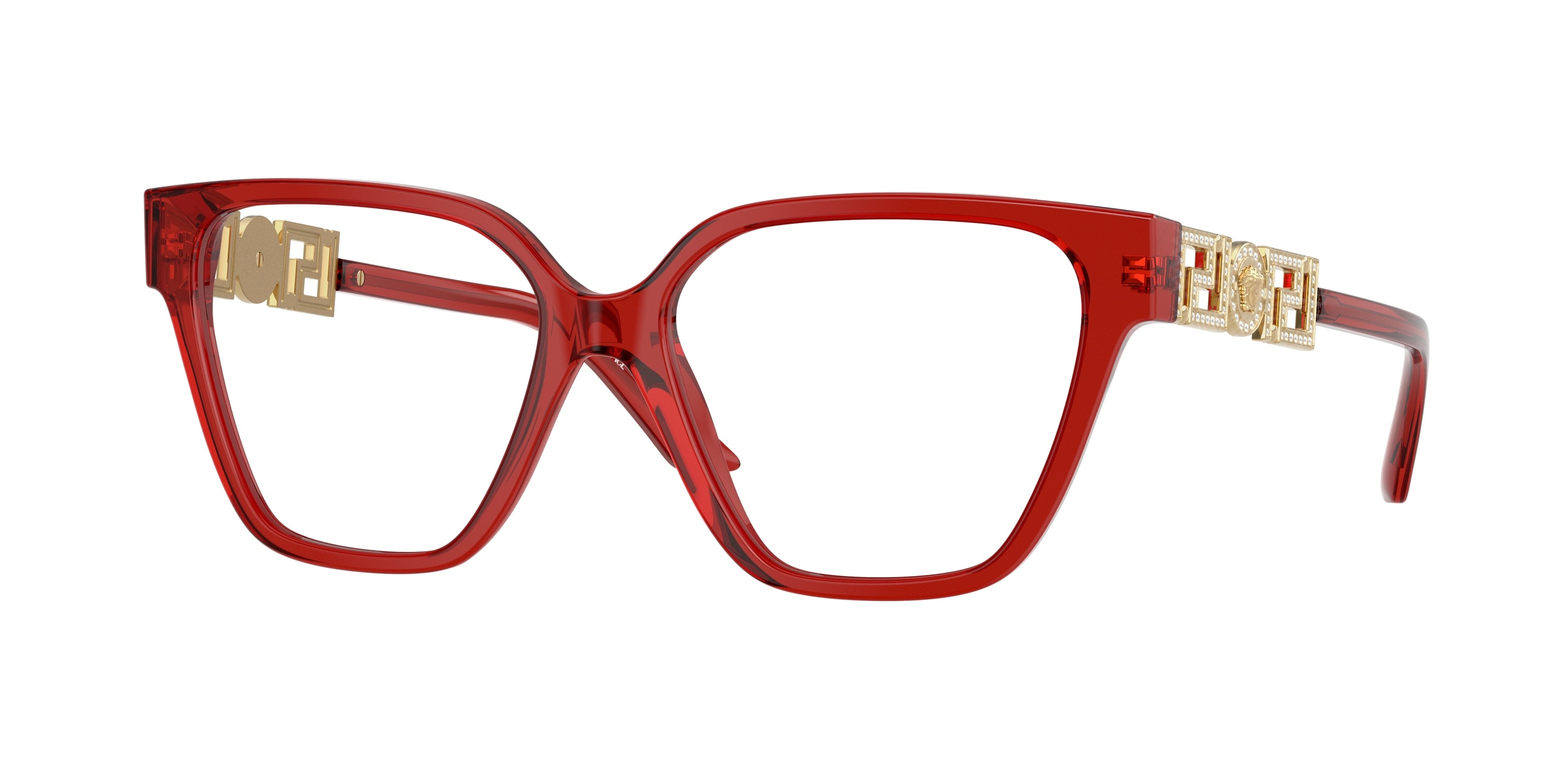 Versace VE3358BF Irregular Eyeglasses  5476-Transparent Red 54-140-16 - Color Map Red