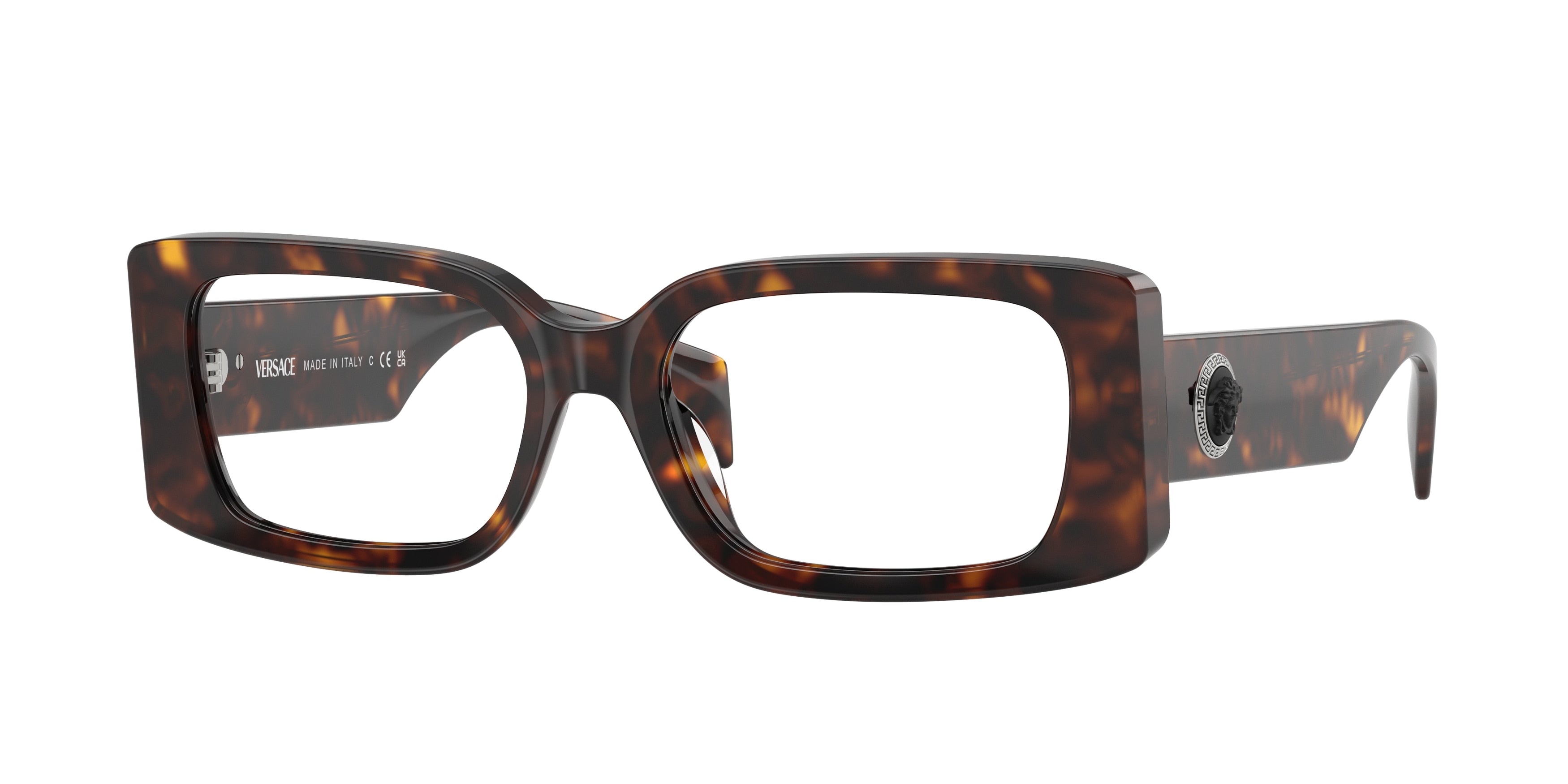 Versace VE3362U Rectangle Eyeglasses  108-Havana 52-140-17 - Color Map Tortoise