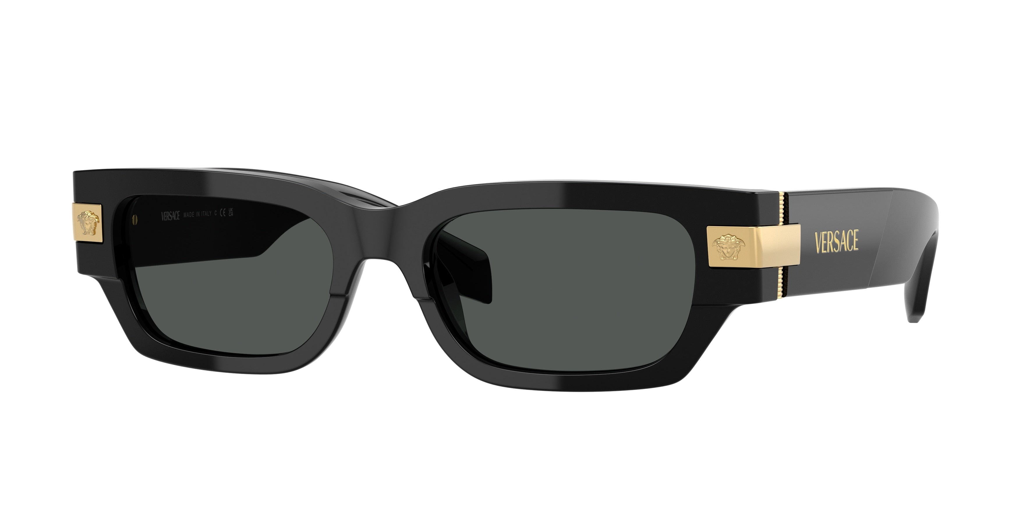 Versace VE4465F Rectangle Sunglasses  GB1/87-Black 53-145-18 - Color Map Black