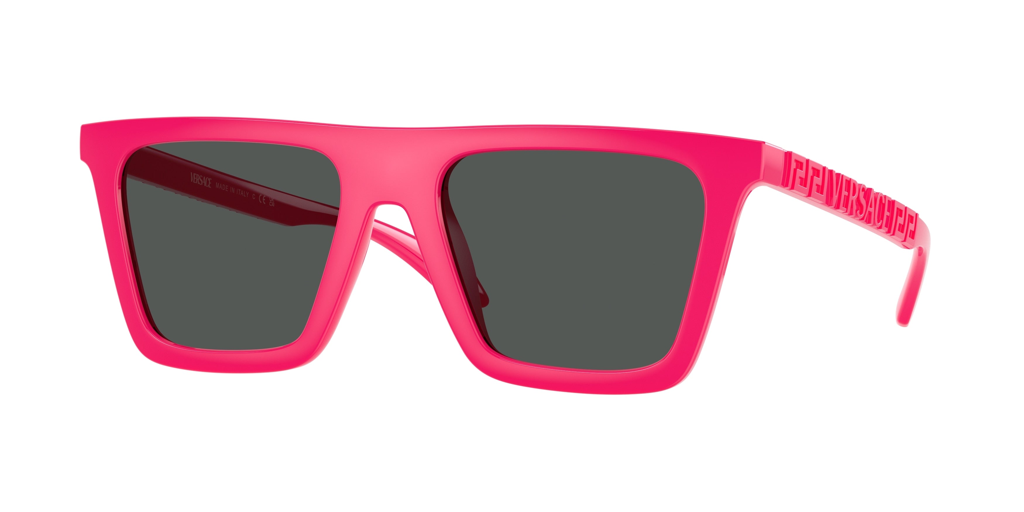 Versace VE4468U Rectangle Sunglasses  544887-Fuchsia Fluo 53-140-19 - Color Map Pink