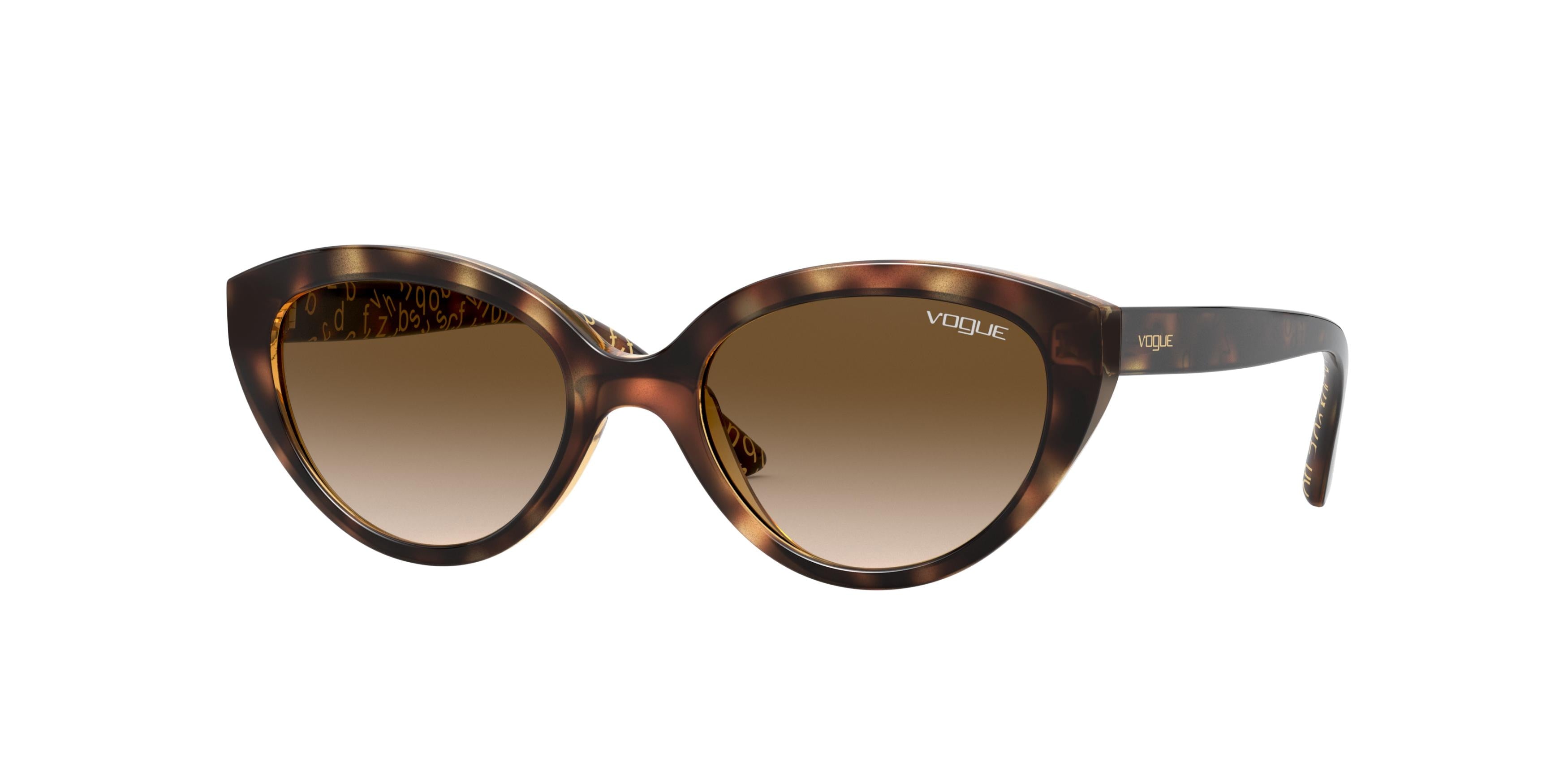 VOGUE JUNIOR SUN VJ2002 Cat Eye Sunglasses  W65613-Top Dark Havana 46-125-17 - Color Map Brown