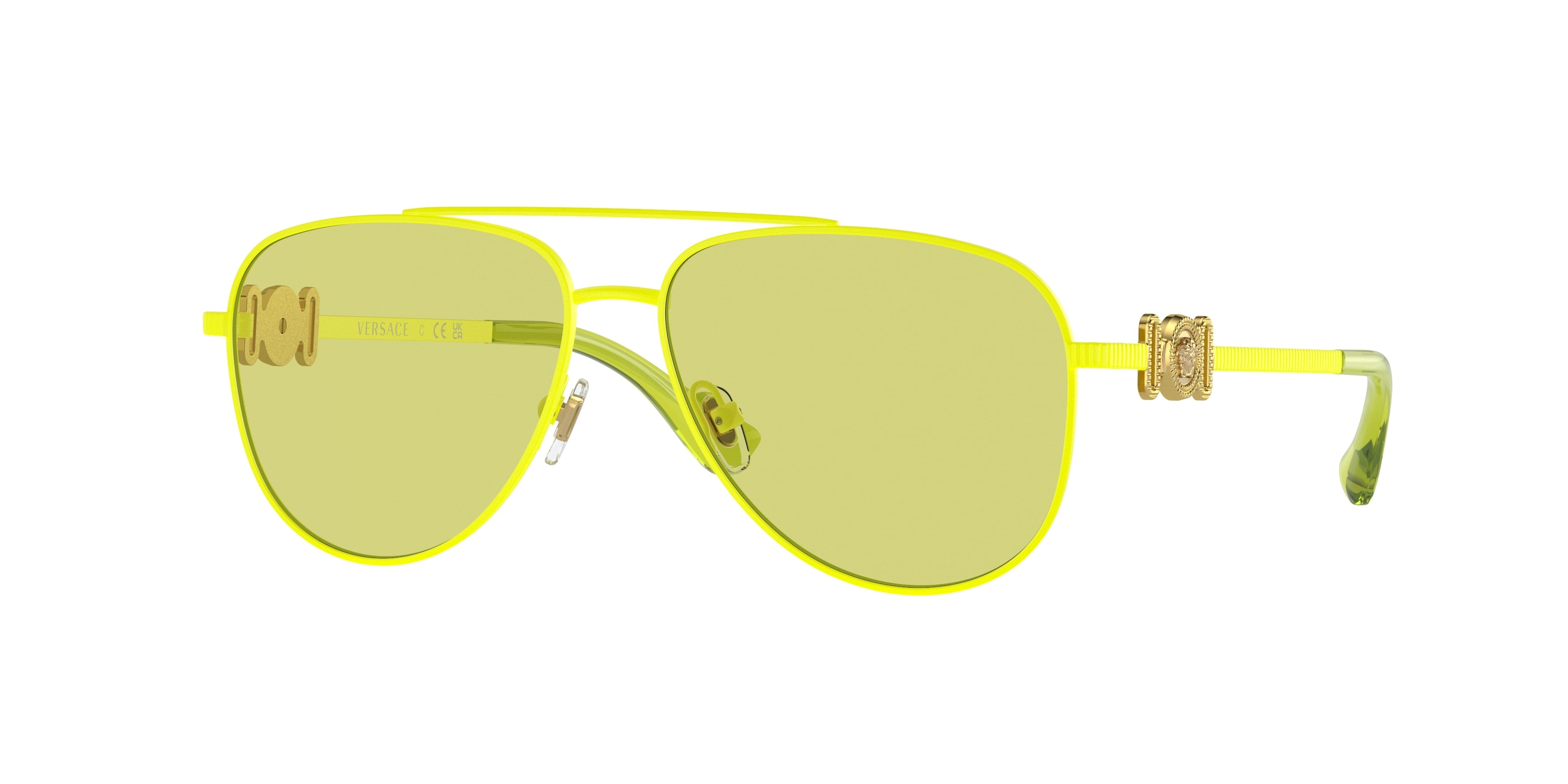 Versace Kids VK2002 Pilot Sunglasses  1494/2-Matte Fluo Yellow 52-130-13 - Color Map Yellow