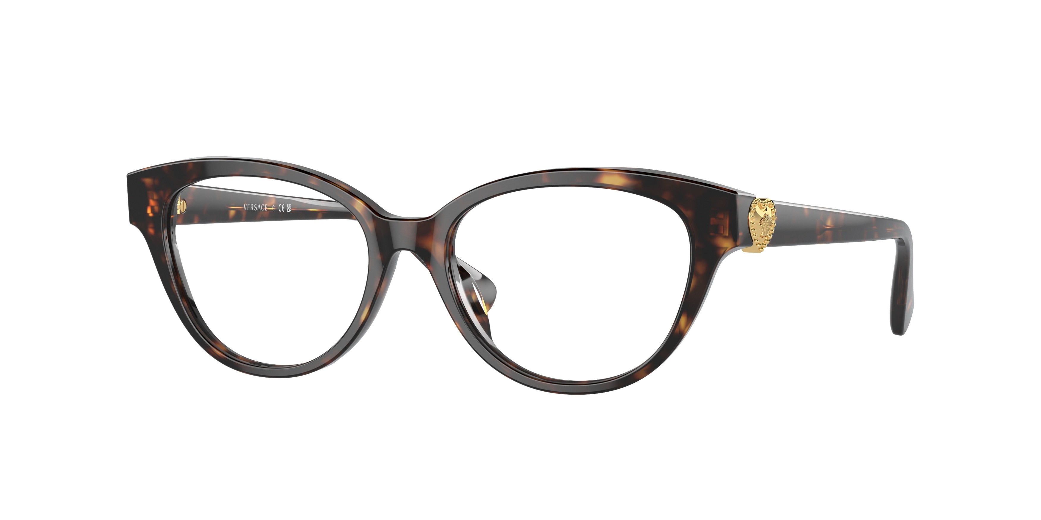 Versace Kids VK3004F Cat Eye Eyeglasses  108-Havana 48-130-15 - Color Map Tortoise