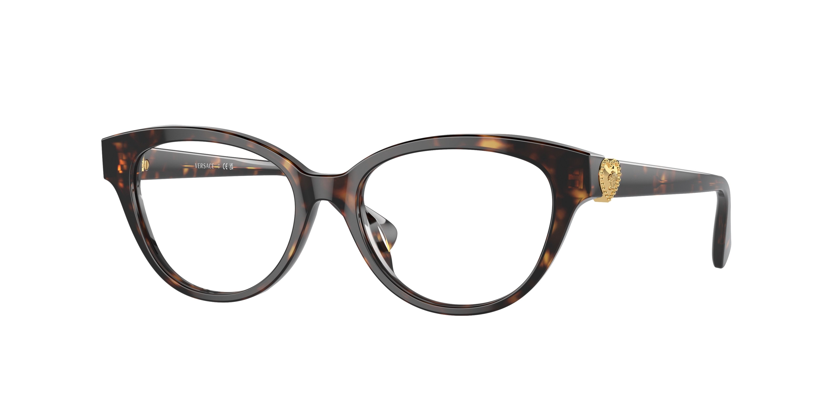 Versace Kids VK3004 Cat Eye Eyeglasses  108-Havana 48-130-15 - Color Map Tortoise