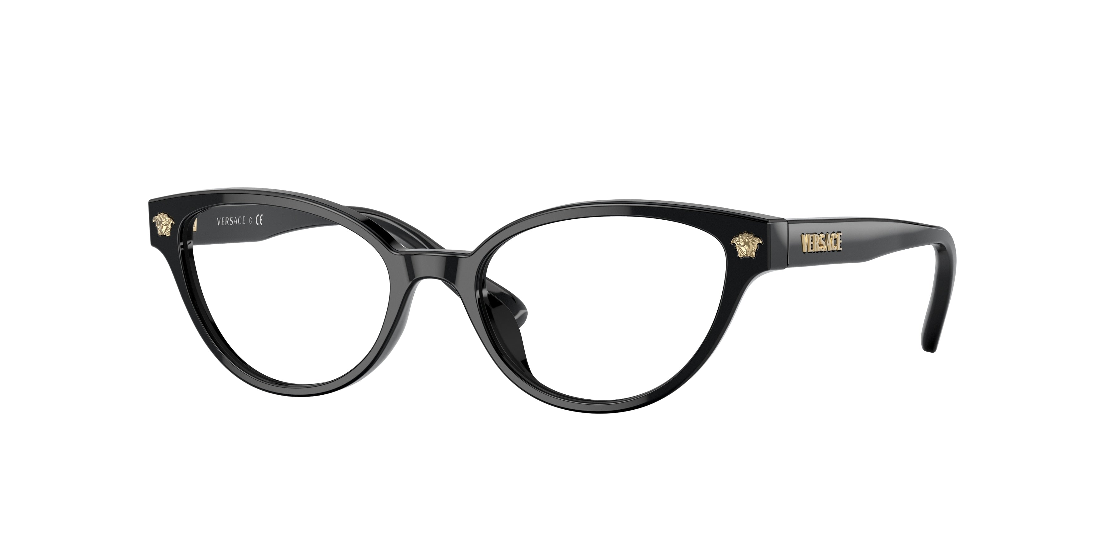 Versace Kids VK3322U Cat Eye Eyeglasses  GB1-Black 47-130-16 - Color Map Black