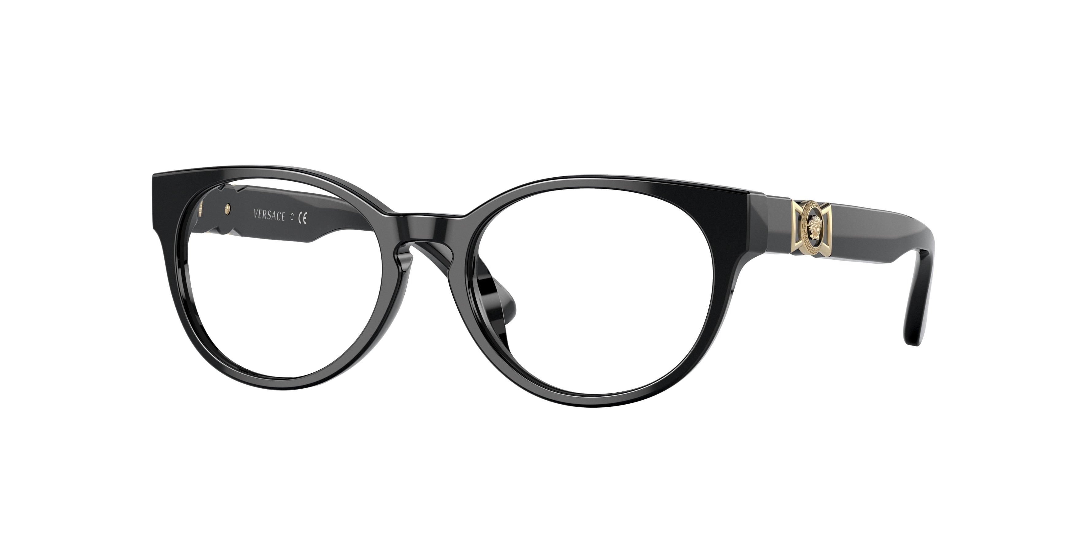 Versace Kids VK3323U Oval Eyeglasses  GB1-Black 47-130-16 - Color Map Black