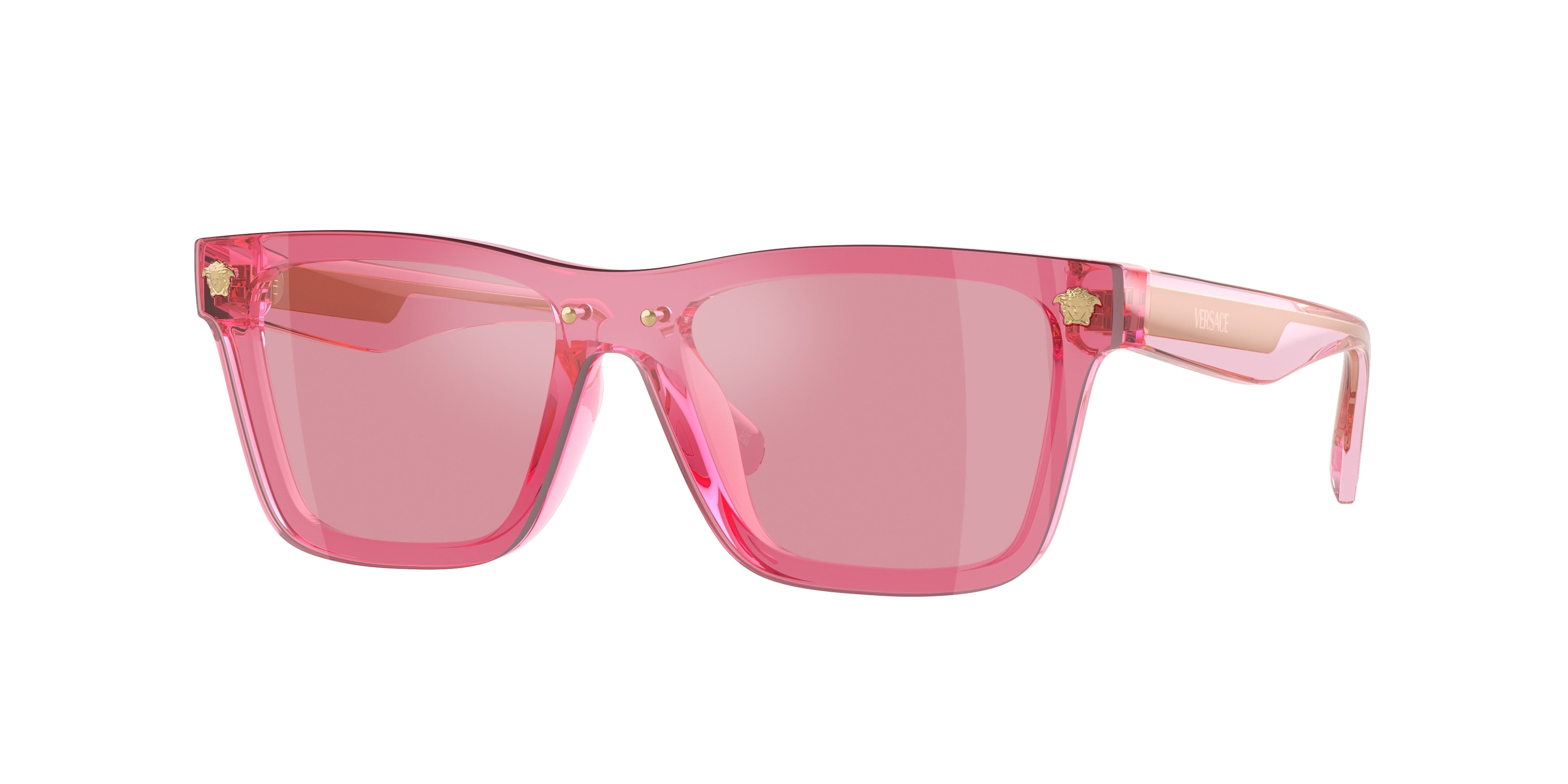 Versace Kids VK4004U Rectangle Sunglasses  53701T-Transparent Pink 28-130-128 - Color Map Pink