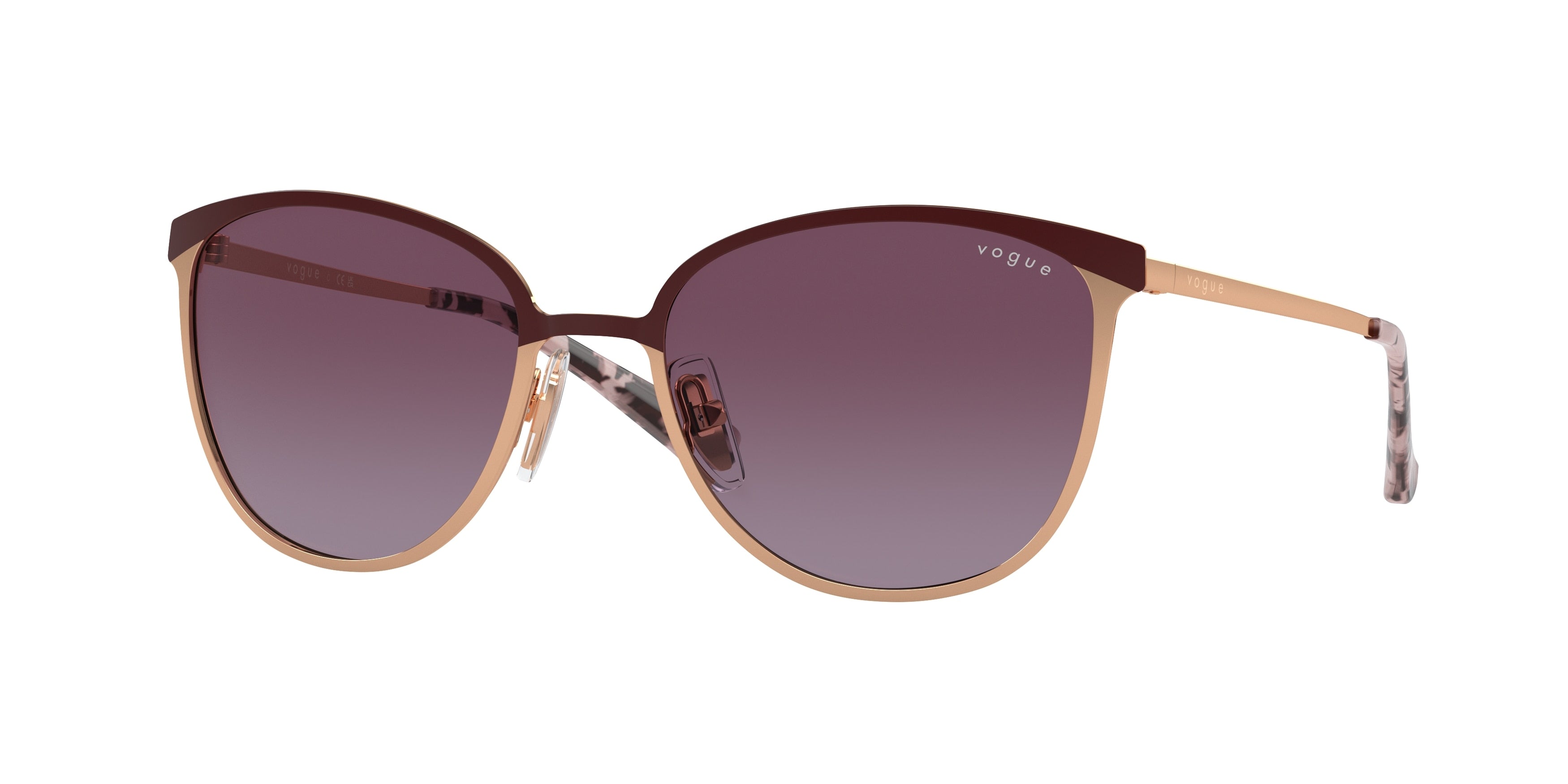 Vogue VO4002S Rectangle Sunglasses  51708H-Top Bordeaux/Rose Gold 55-135-18 - Color Map Red