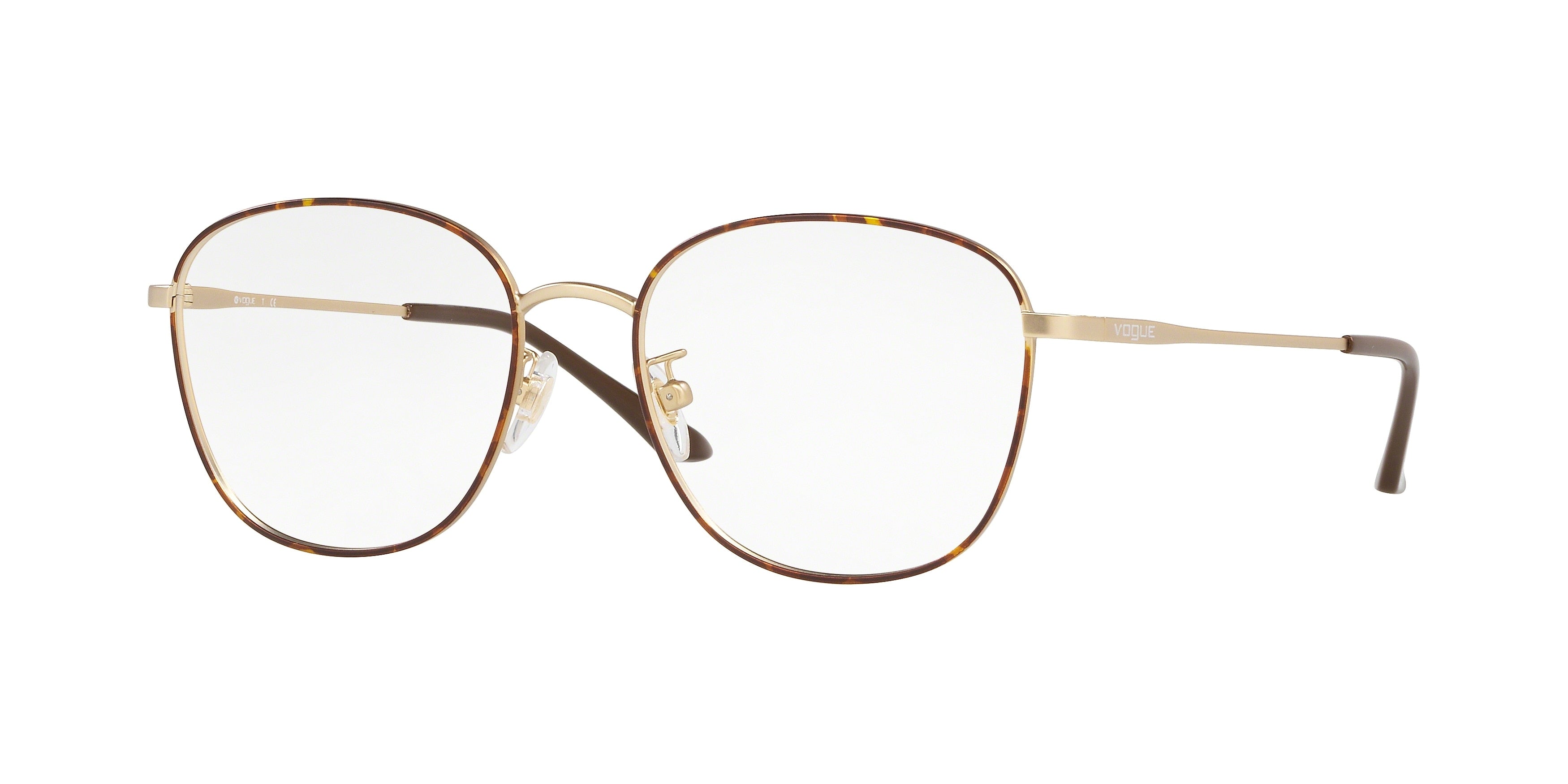 Vogue VO4124D Square Eyeglasses  5078-Top Havana/Pale Gold 52-140-17 - Color Map Brown