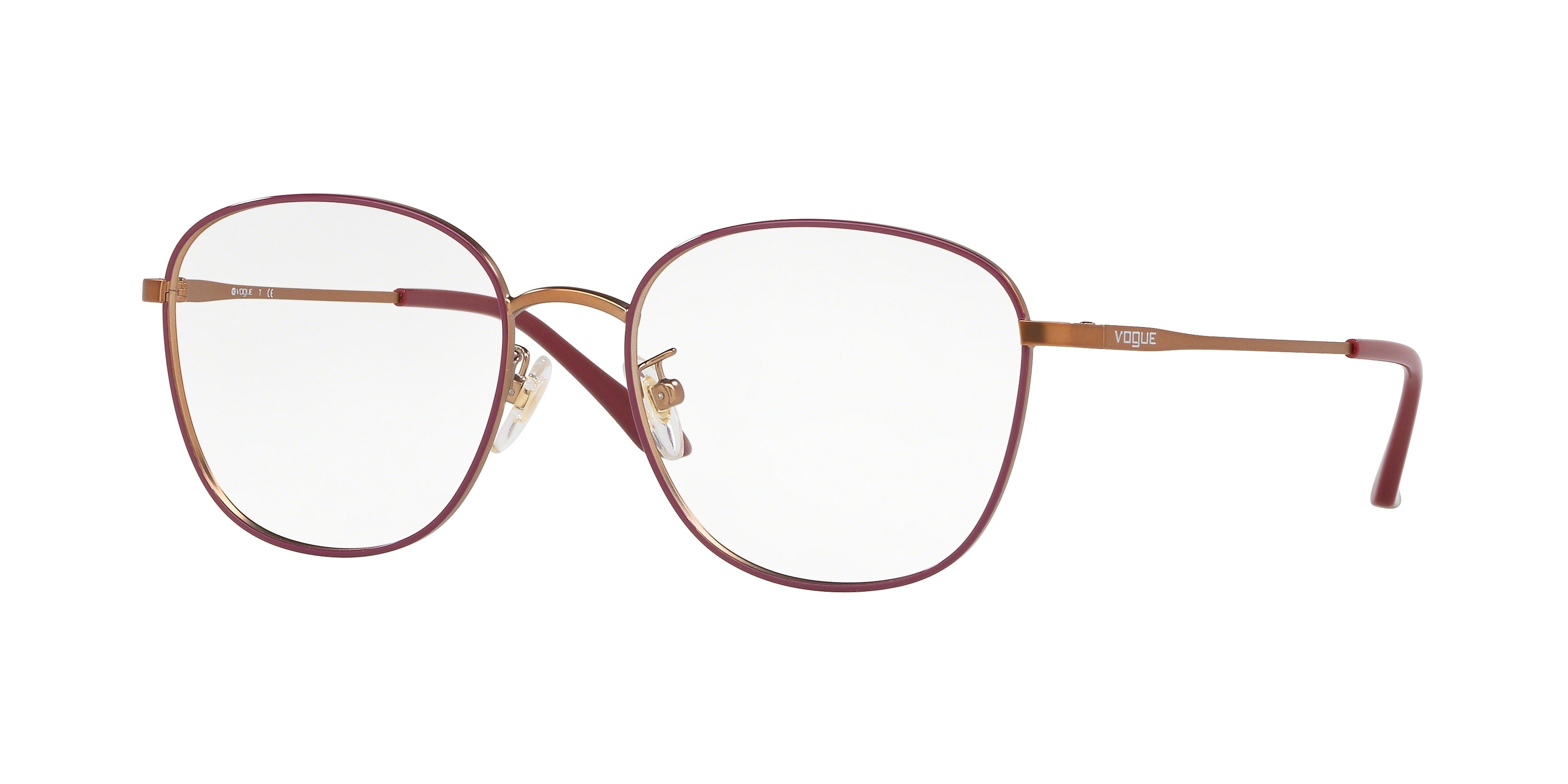 Vogue VO4124D Square Eyeglasses  5089-Top Bordeaux/Matte Rose Gold 52-140-17 - Color Map Red