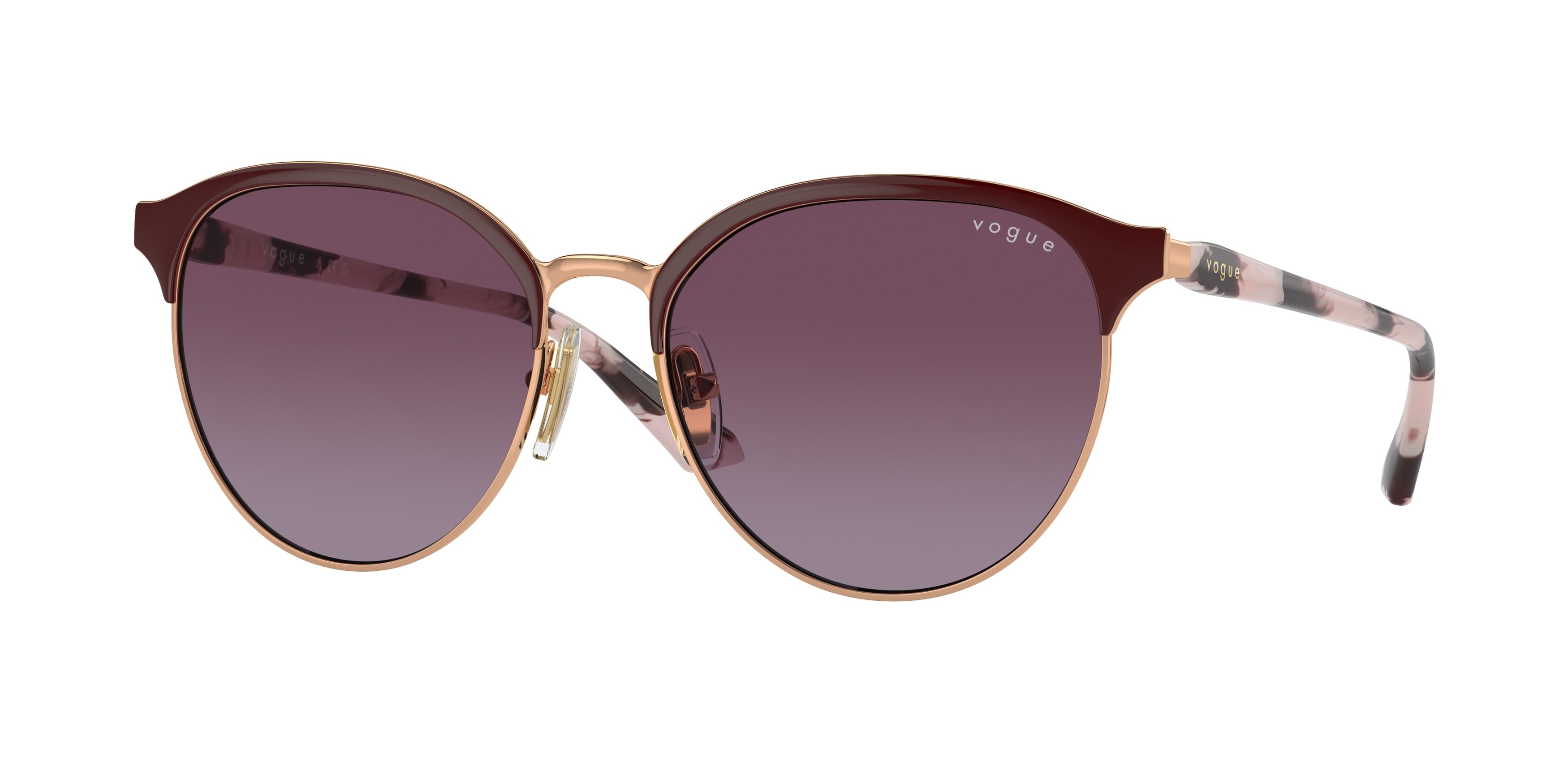 Vogue VO4303S Irregular Sunglasses  51708H-Top Bordeaux/Rose Gold 56-140-17 - Color Map Red