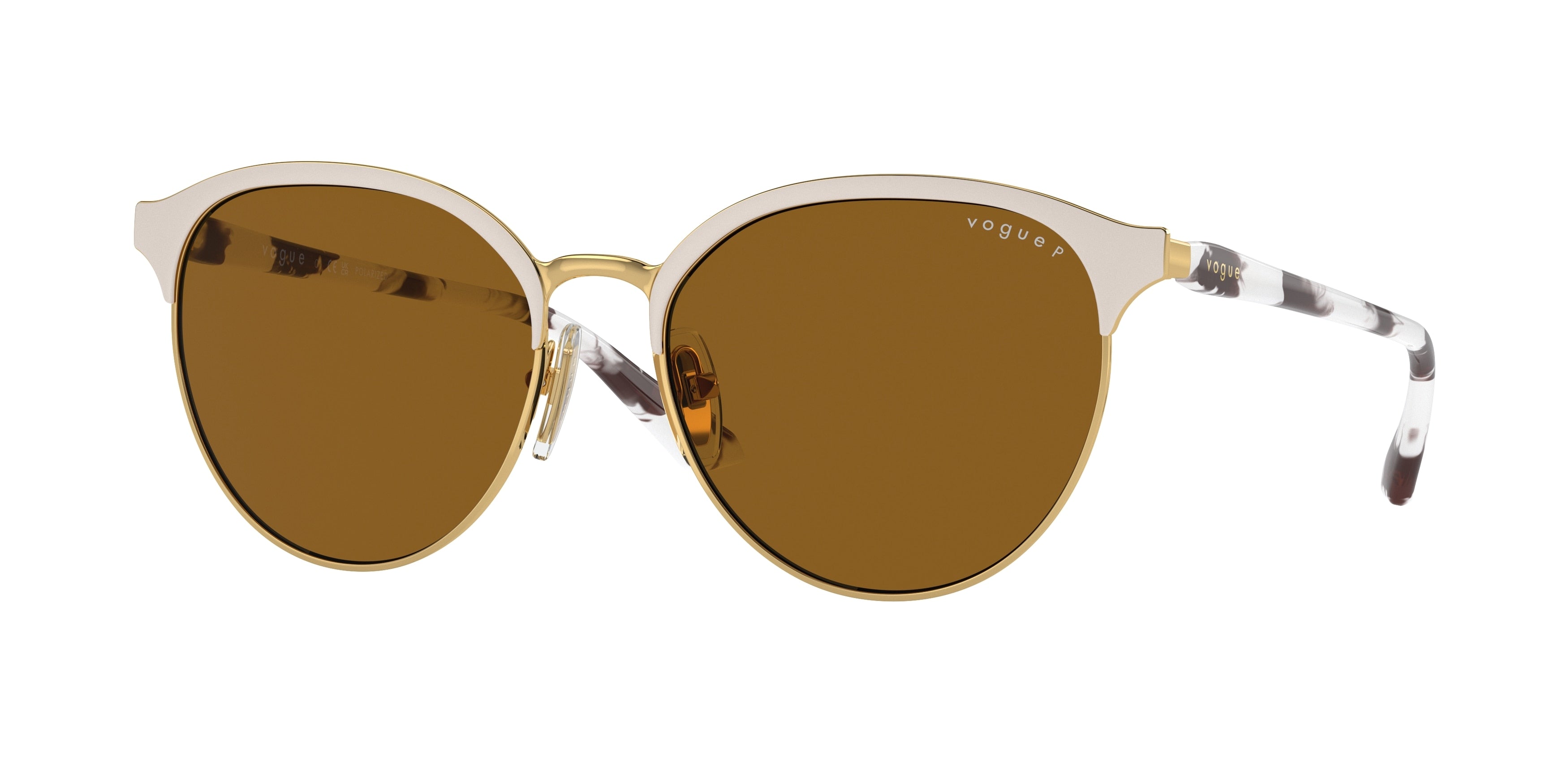 Vogue VO4303S Irregular Sunglasses  996S83-Top Matte Beige/Gold 56-140-17 - Color Map Brown