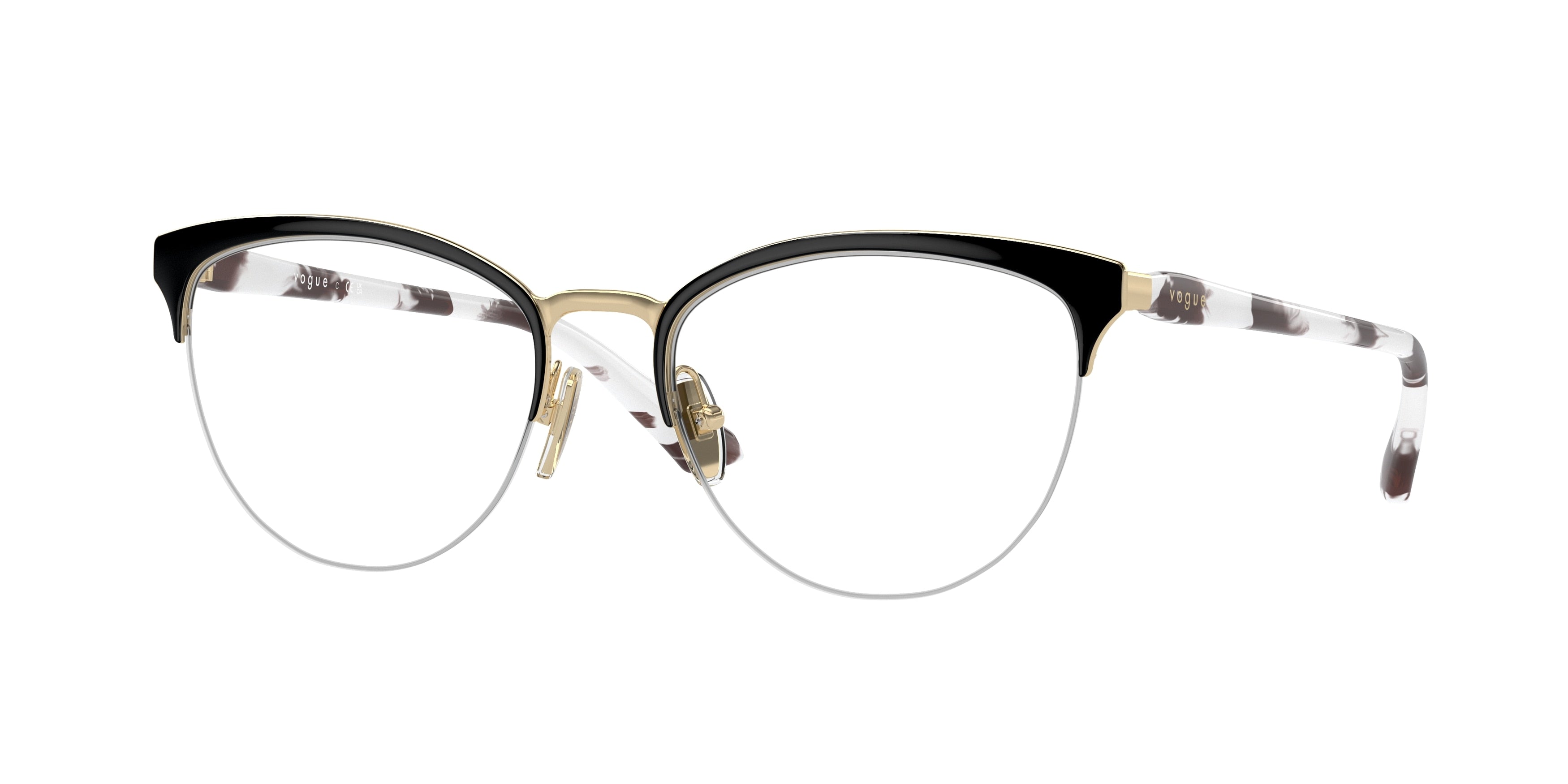 Vogue VO4304 Oval Eyeglasses  352-Top Black/Pale Gold 53-140-18 - Color Map Black