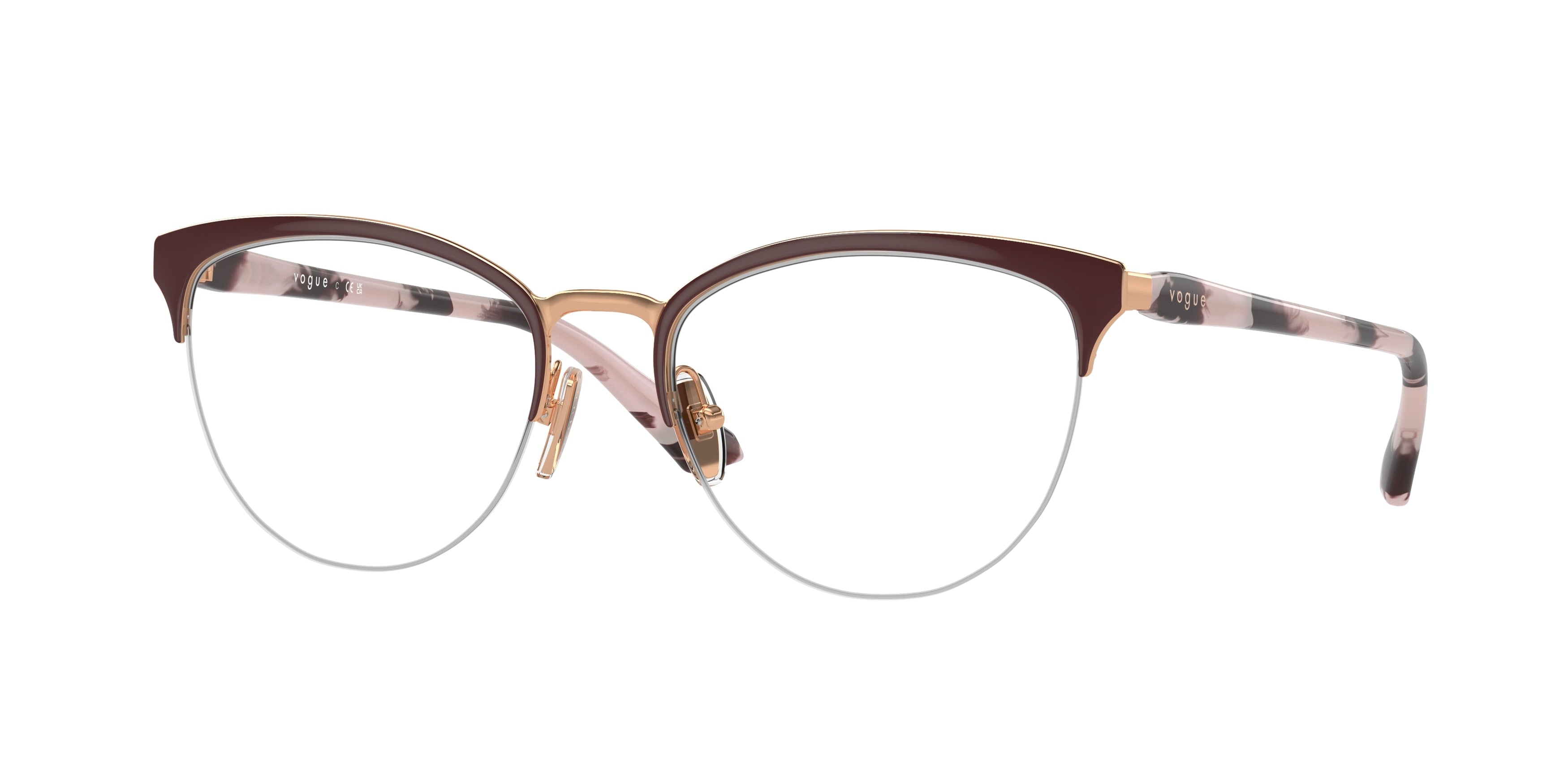 Vogue VO4304 Oval Eyeglasses  5170-Top Bordeaux/Rose Gold 53-140-18 - Color Map Red