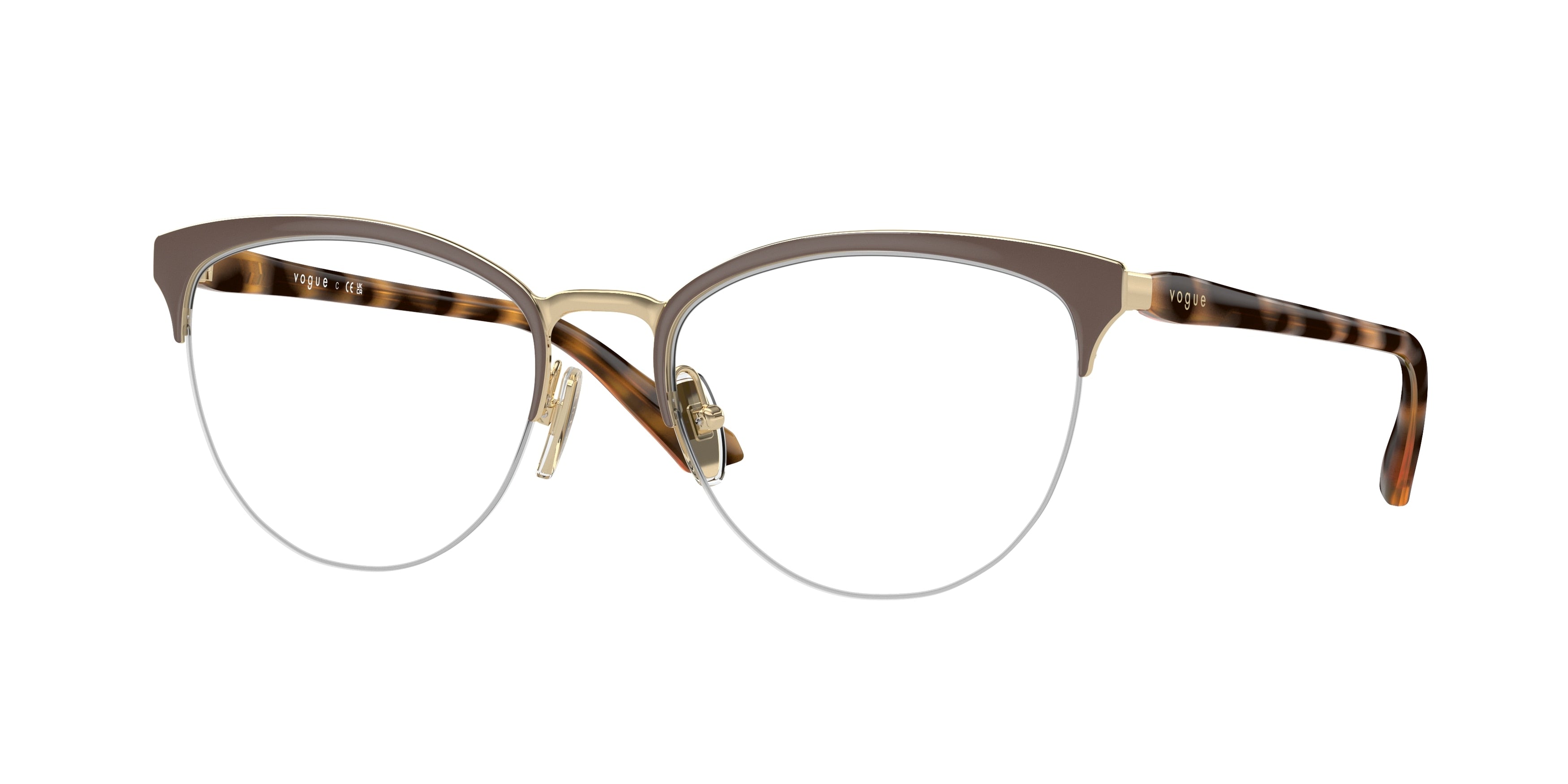 Vogue VO4304 Oval Eyeglasses  5199-Top Brown/Pale Gold 53-140-18 - Color Map Brown