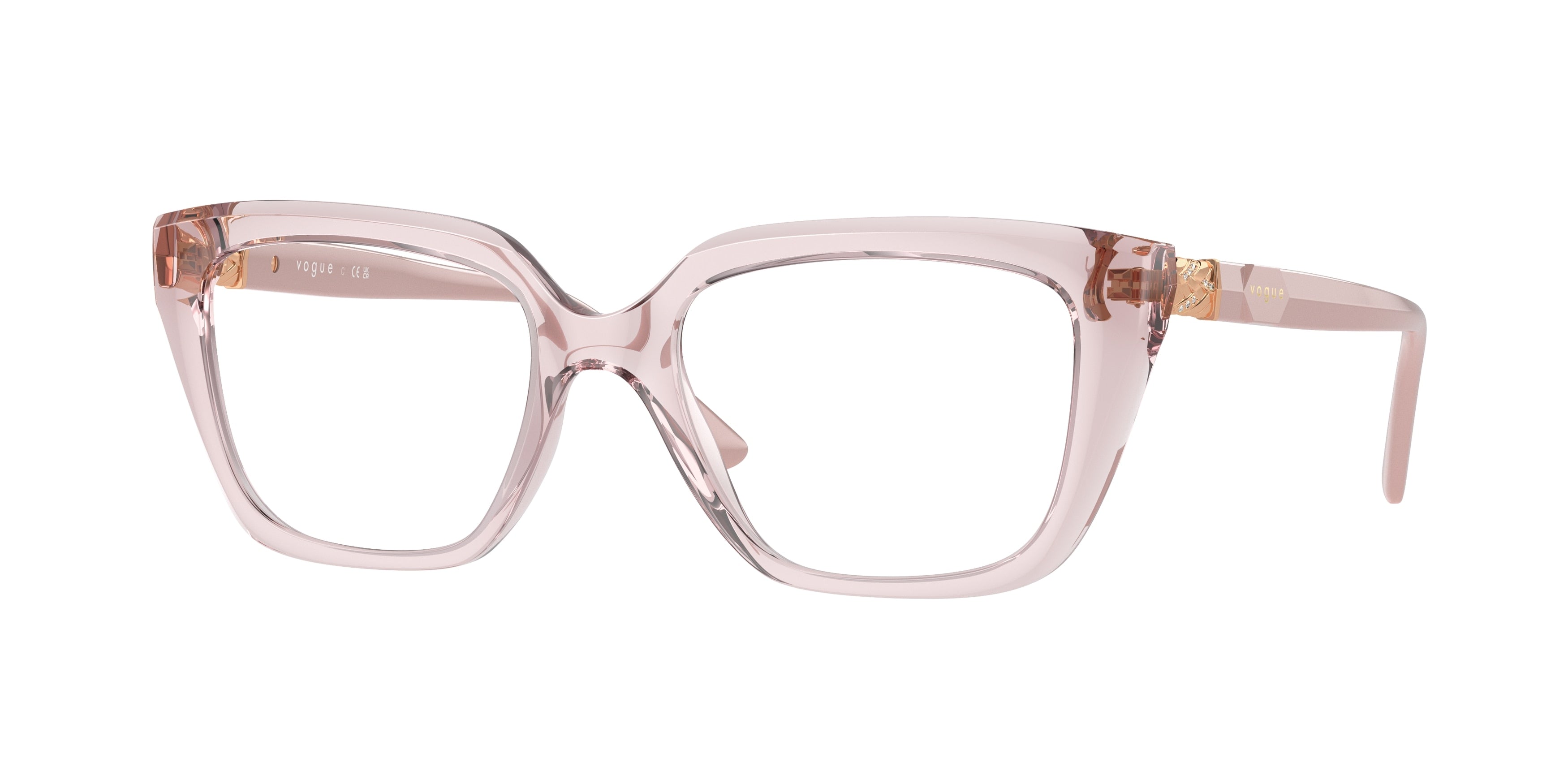 Vogue VO5477B Rectangle Eyeglasses  2942-Transparent Pink 52-140-18 - Color Map Pink