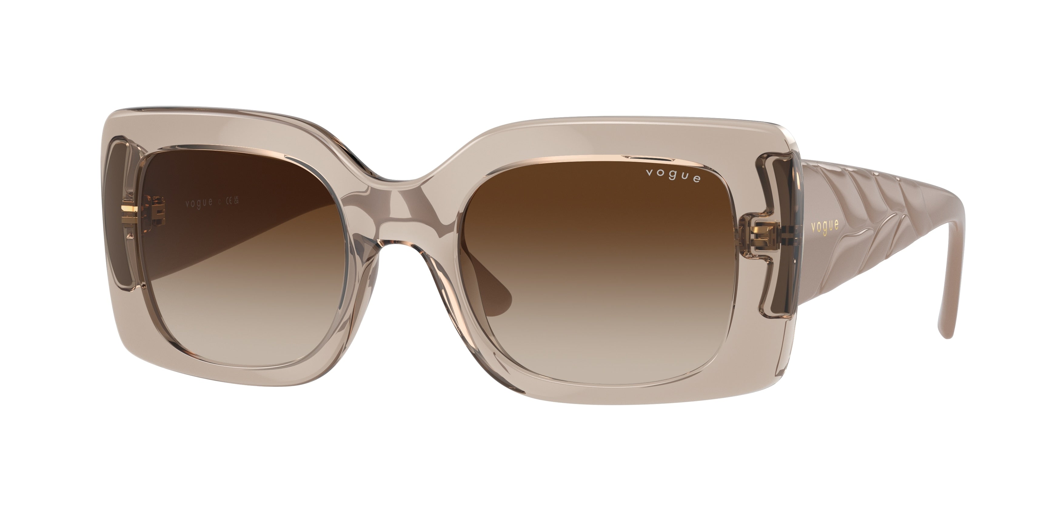 Vogue VO5481S Rectangle Sunglasses  299013-Transparent Caramel 52-135-21 - Color Map Brown