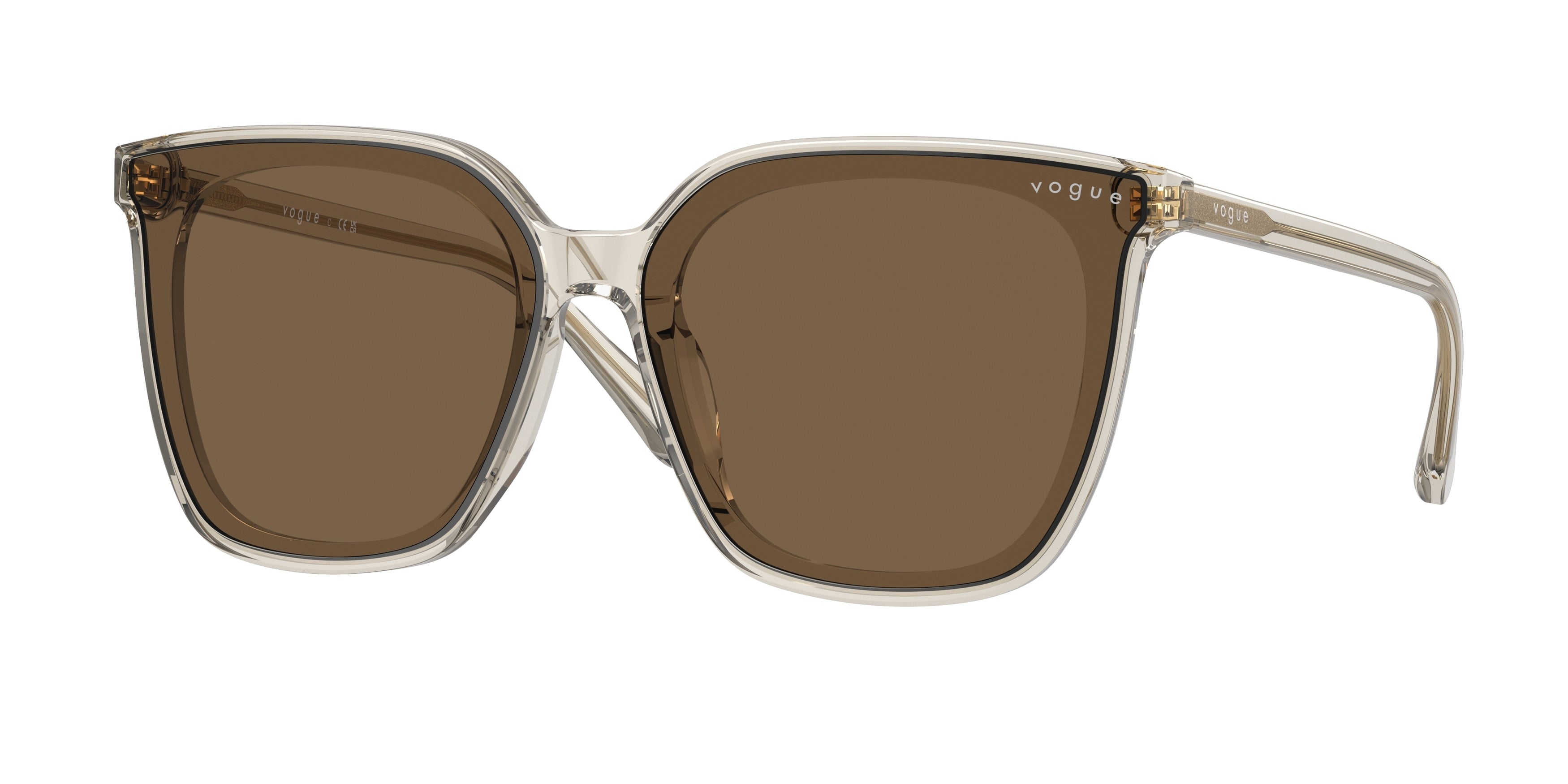 Vogue VO5499SD Square Sunglasses  299873-Transparent Brown 64-145-13 - Color Map Brown