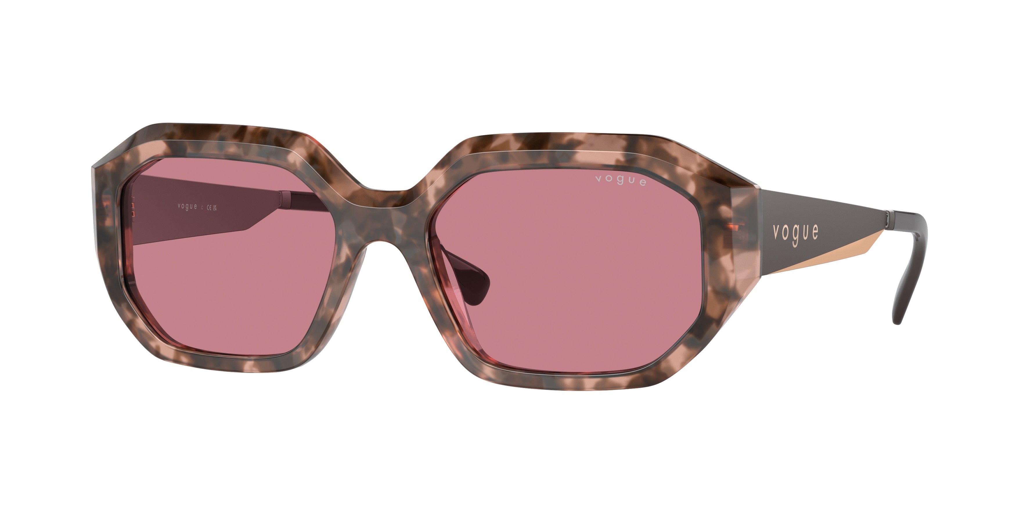 Vogue VO5554S Irregular Sunglasses  314569-Rose Tortoise 54-140-18 - Color Map Pink