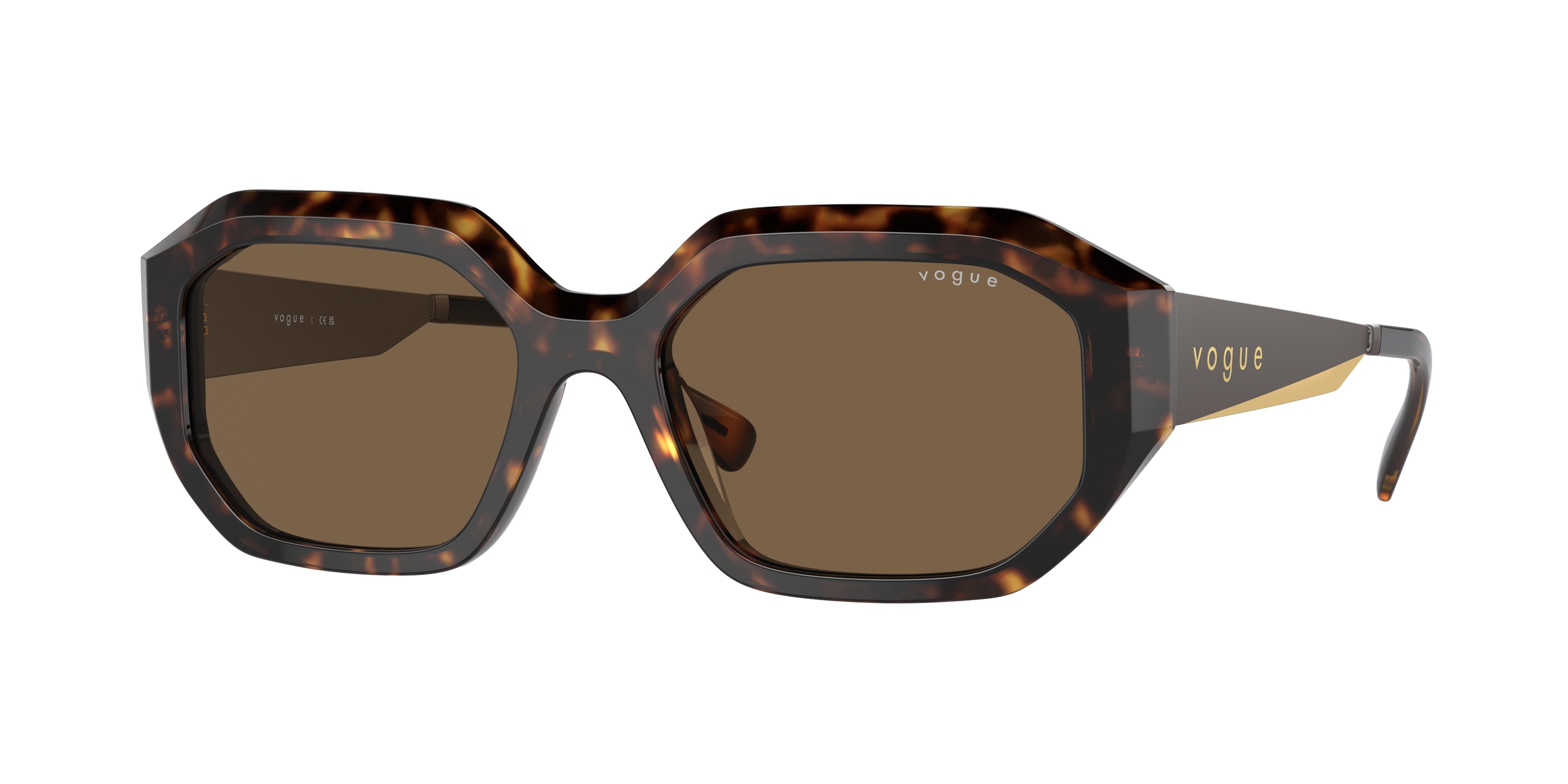 Vogue VO5554S Irregular Sunglasses  W65673-Dark Havana 54-140-18 - Color Map Brown