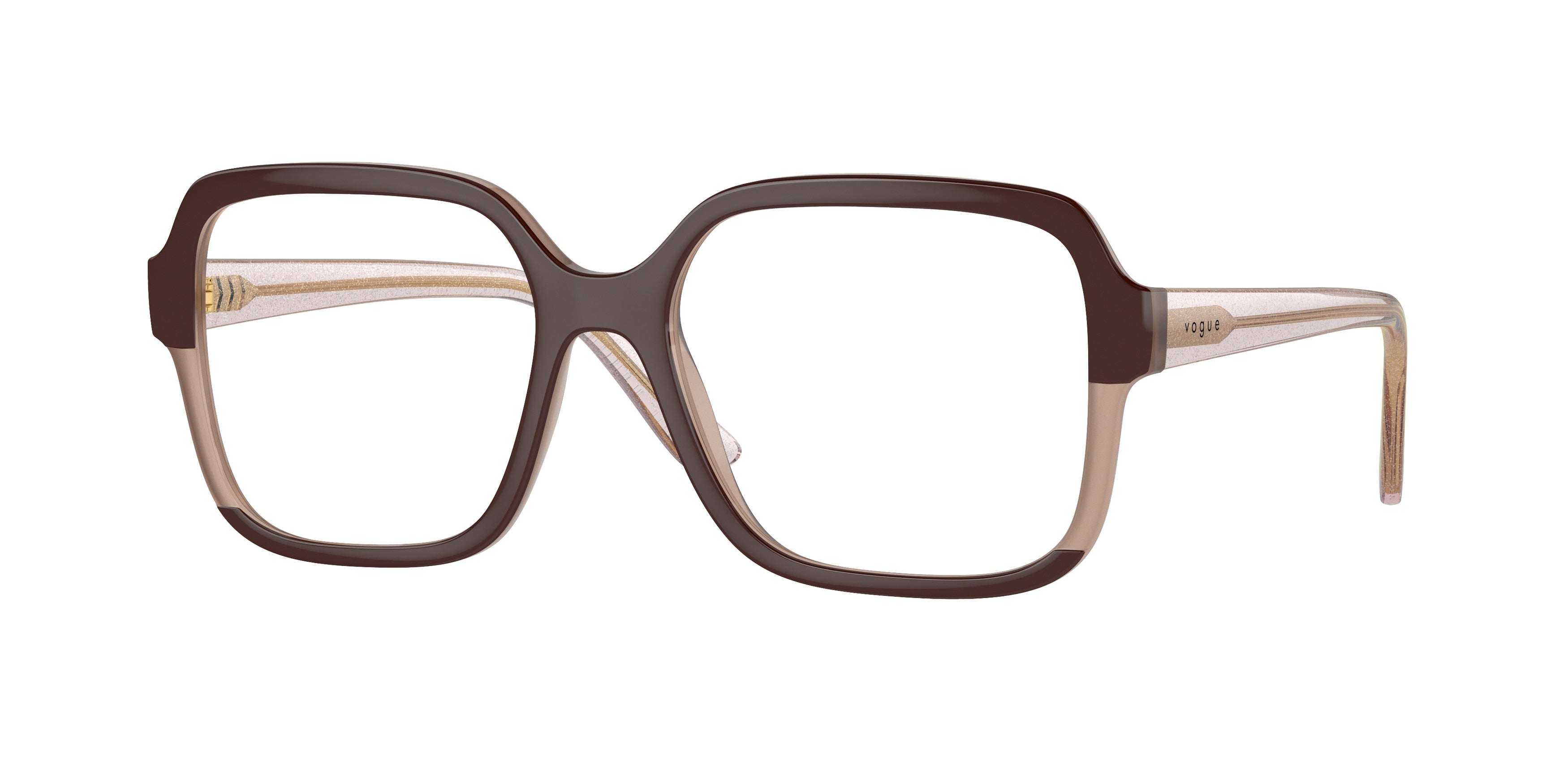 Vogue VO5555F Square Eyeglasses  3153-Top Brown/Milky Brown 54-140-17 - Color Map Brown