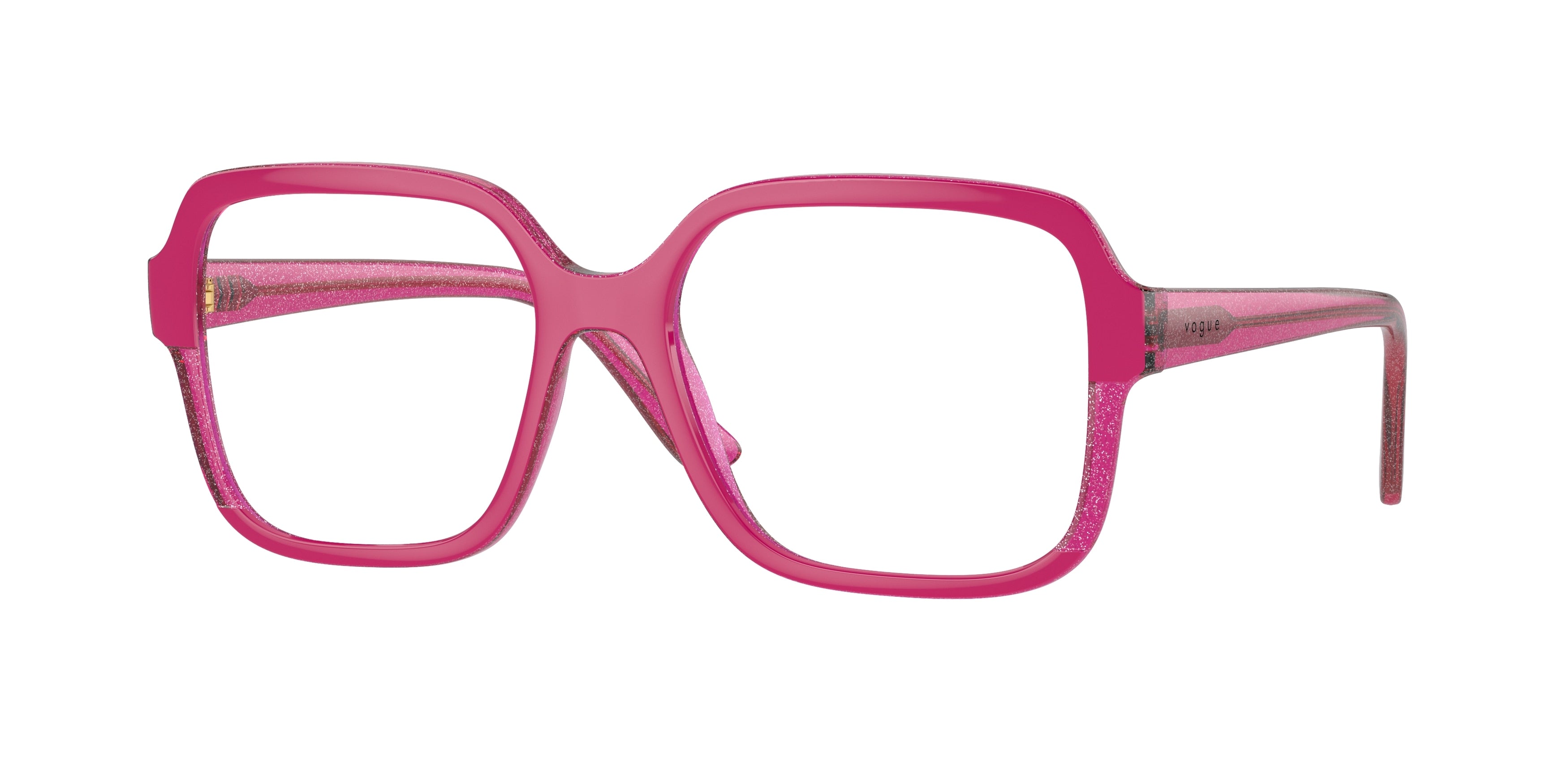 Vogue VO5555 Square Eyeglasses  3135-Cherry/Transparent Fuchsia Glitter 54-140-17 - Color Map Pink