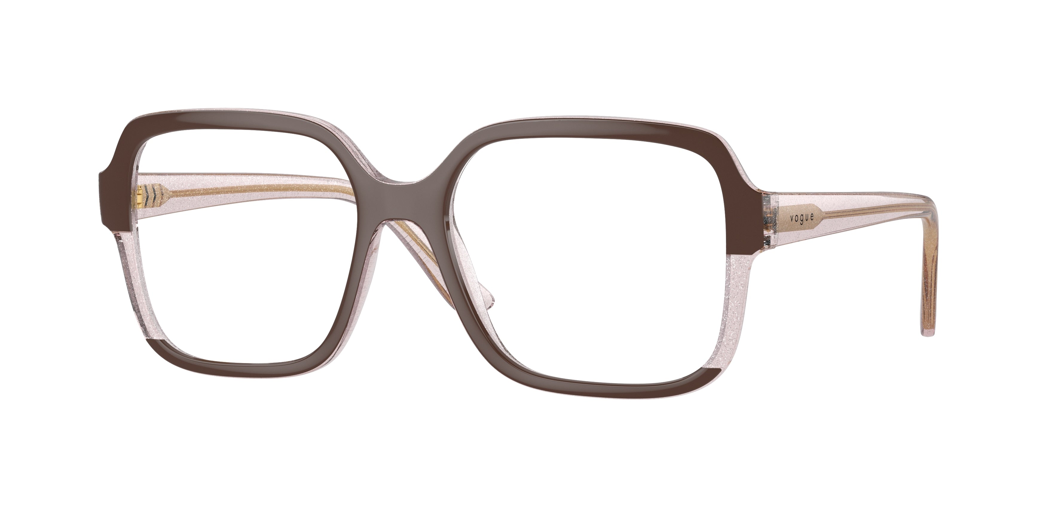 Vogue VO5555 Square Eyeglasses  3136-Brown/Transparent Rose Glitter 54-140-17 - Color Map Brown