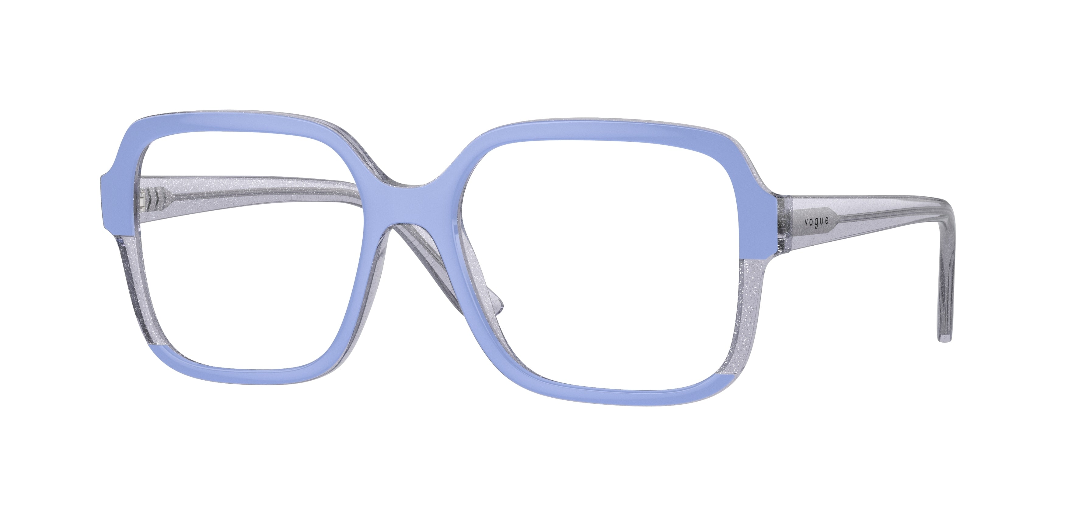 Vogue VO5555 Square Eyeglasses  3139-Wisteria/Transparent Violet Glitter 54-140-17 - Color Map Blue