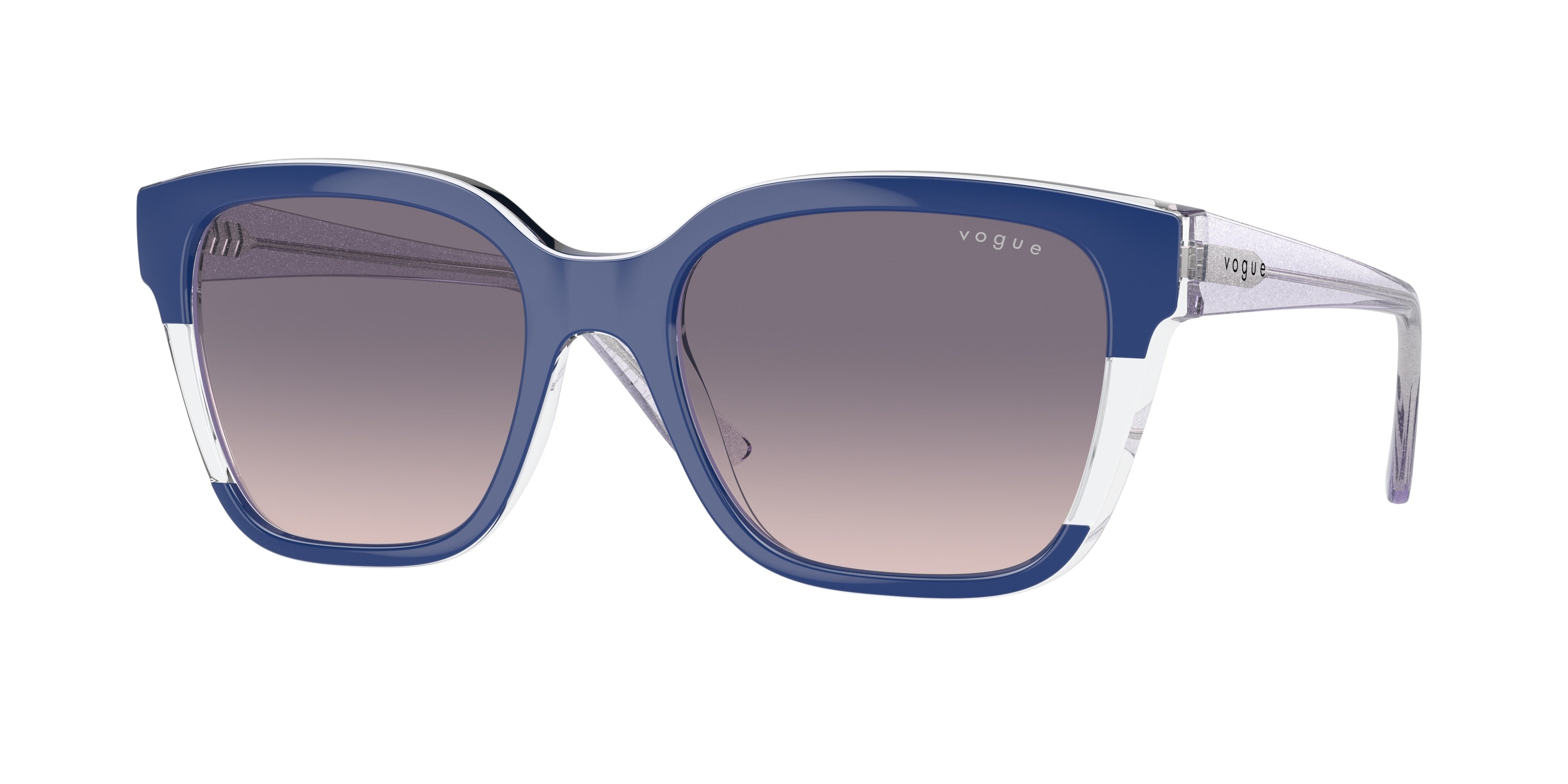 Vogue VO5558SF Square Sunglasses  315236-Top Blue/Transparent Grey 55-140-19 - Color Map Blue