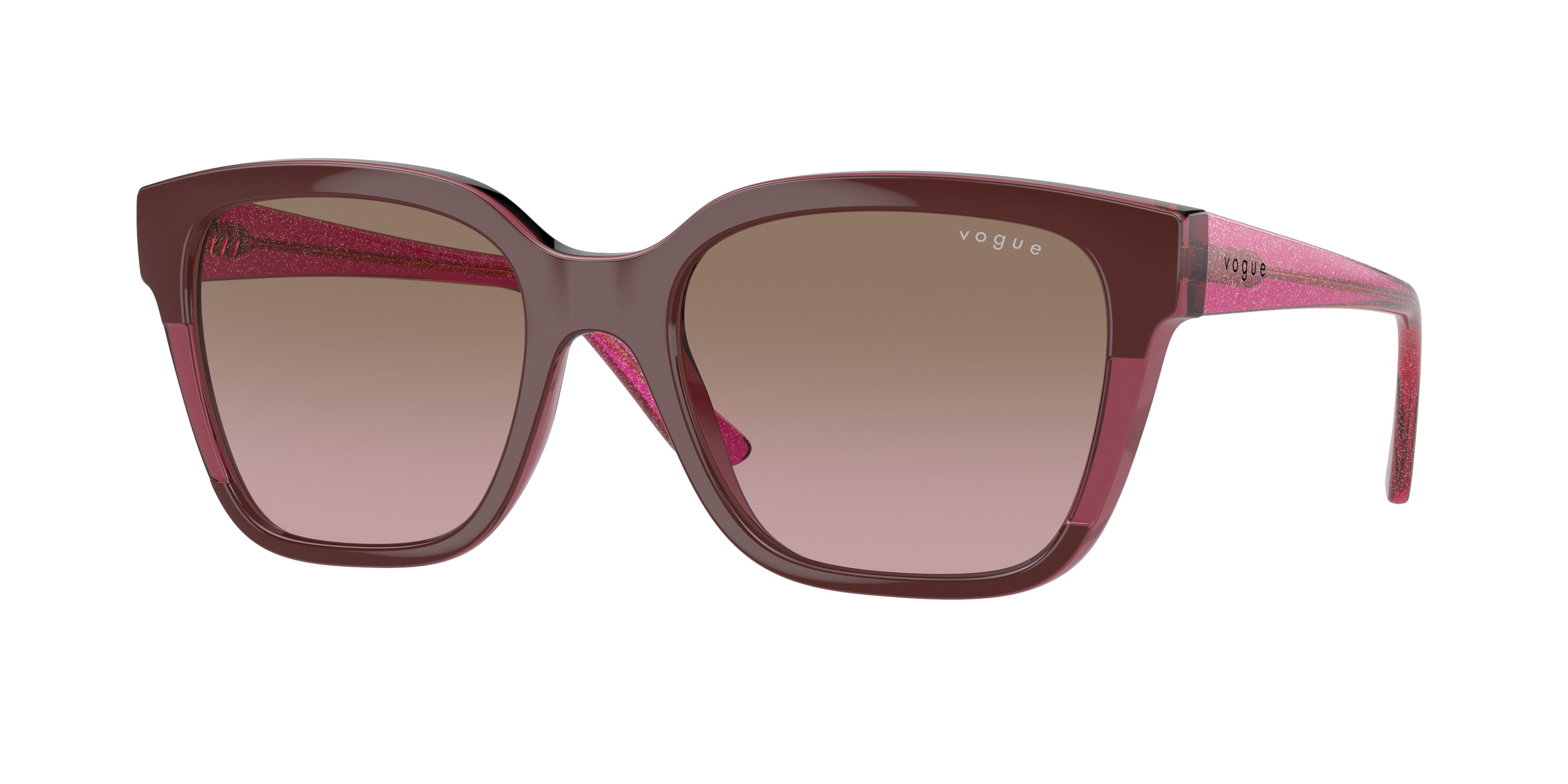 Vogue VO5558SF Square Sunglasses  315414-Top Bordeaux/Transparent Fuchsia 55-140-19 - Color Map Red