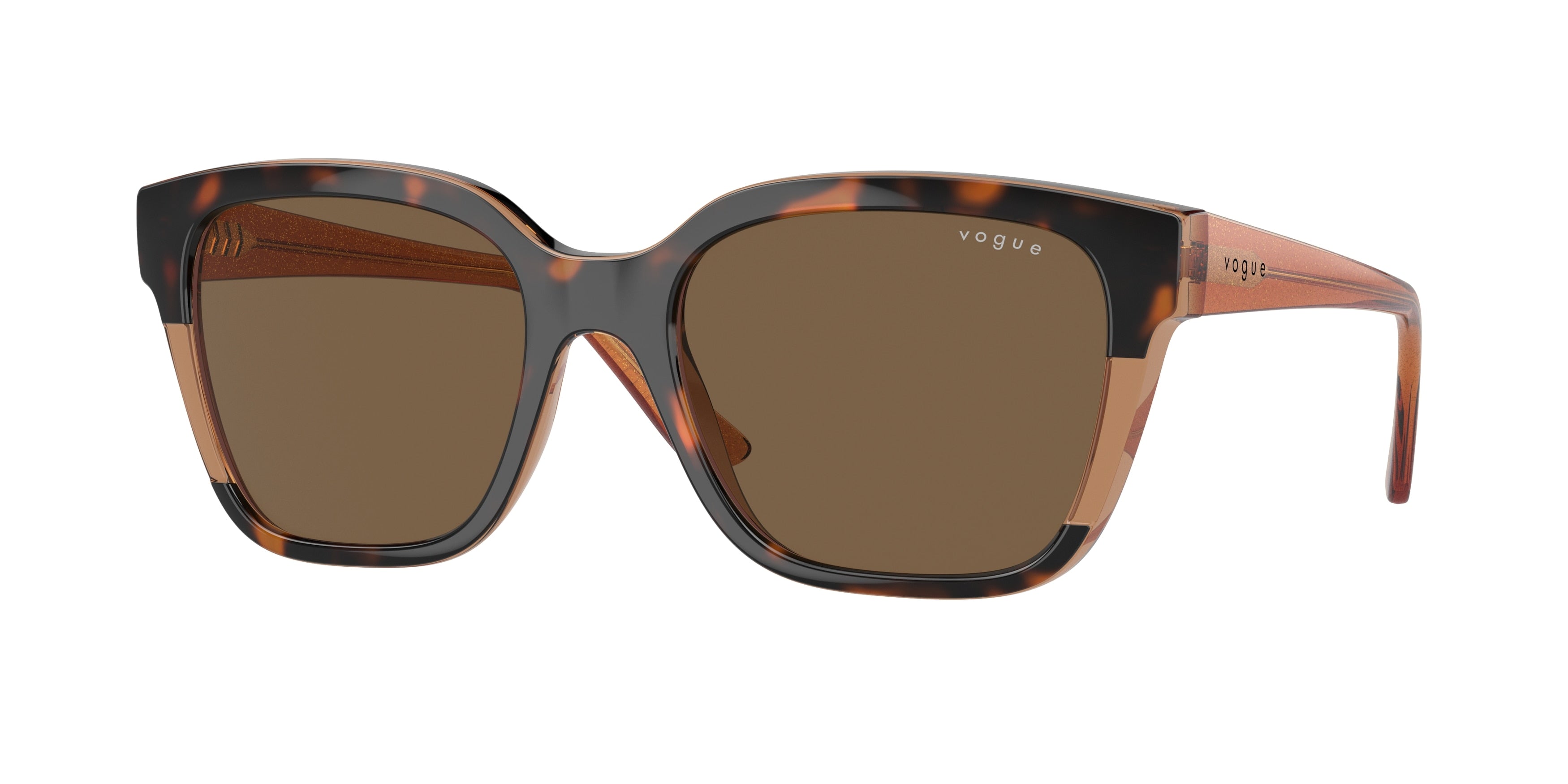 Vogue VO5558SF Square Sunglasses  315773-Top Havana/Transparent Brown 55-140-19 - Color Map Brown