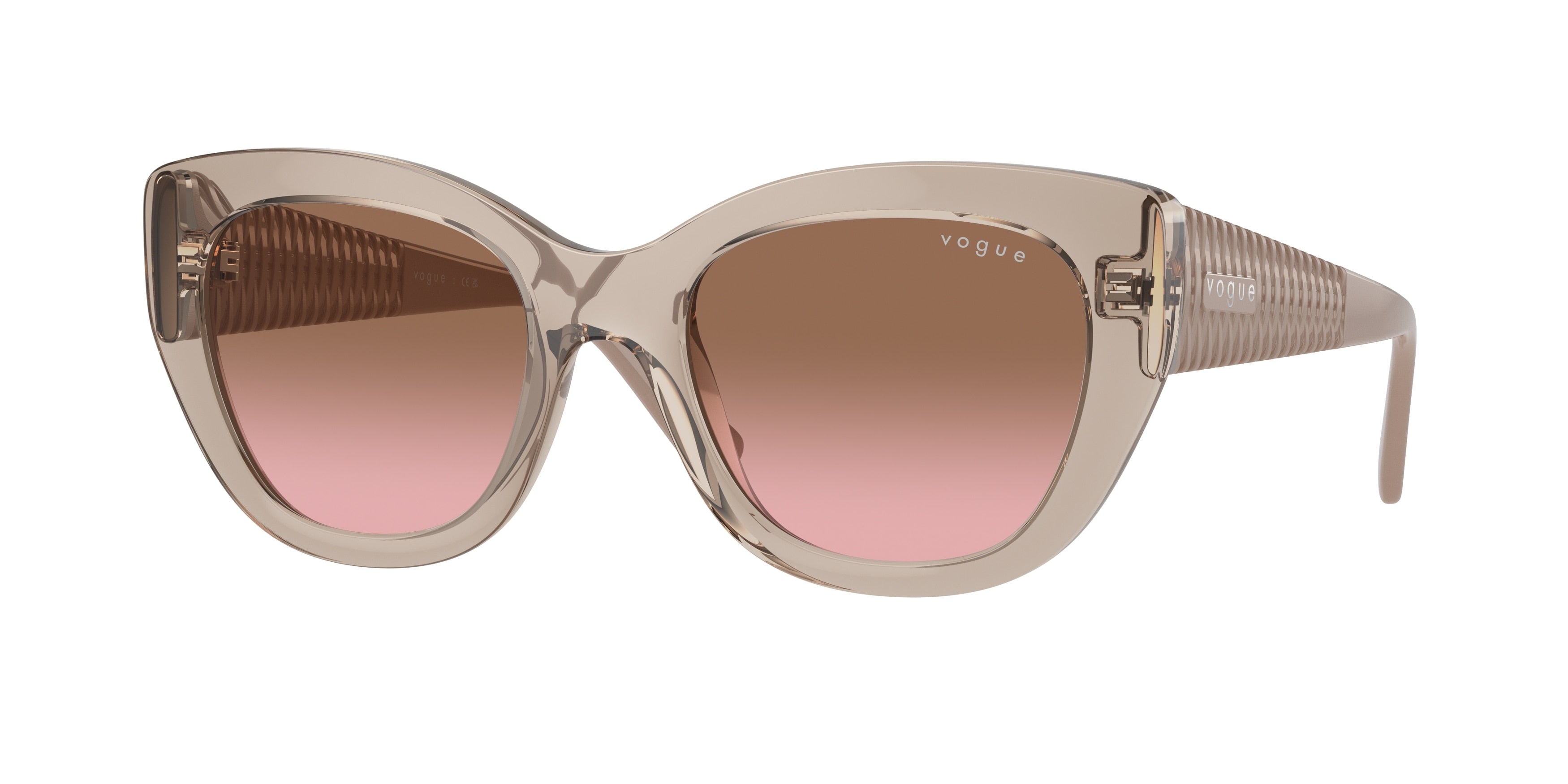 Vogue VO5567S Butterfly Sunglasses  299014-Transparent Caramel 52-135-20 - Color Map Brown