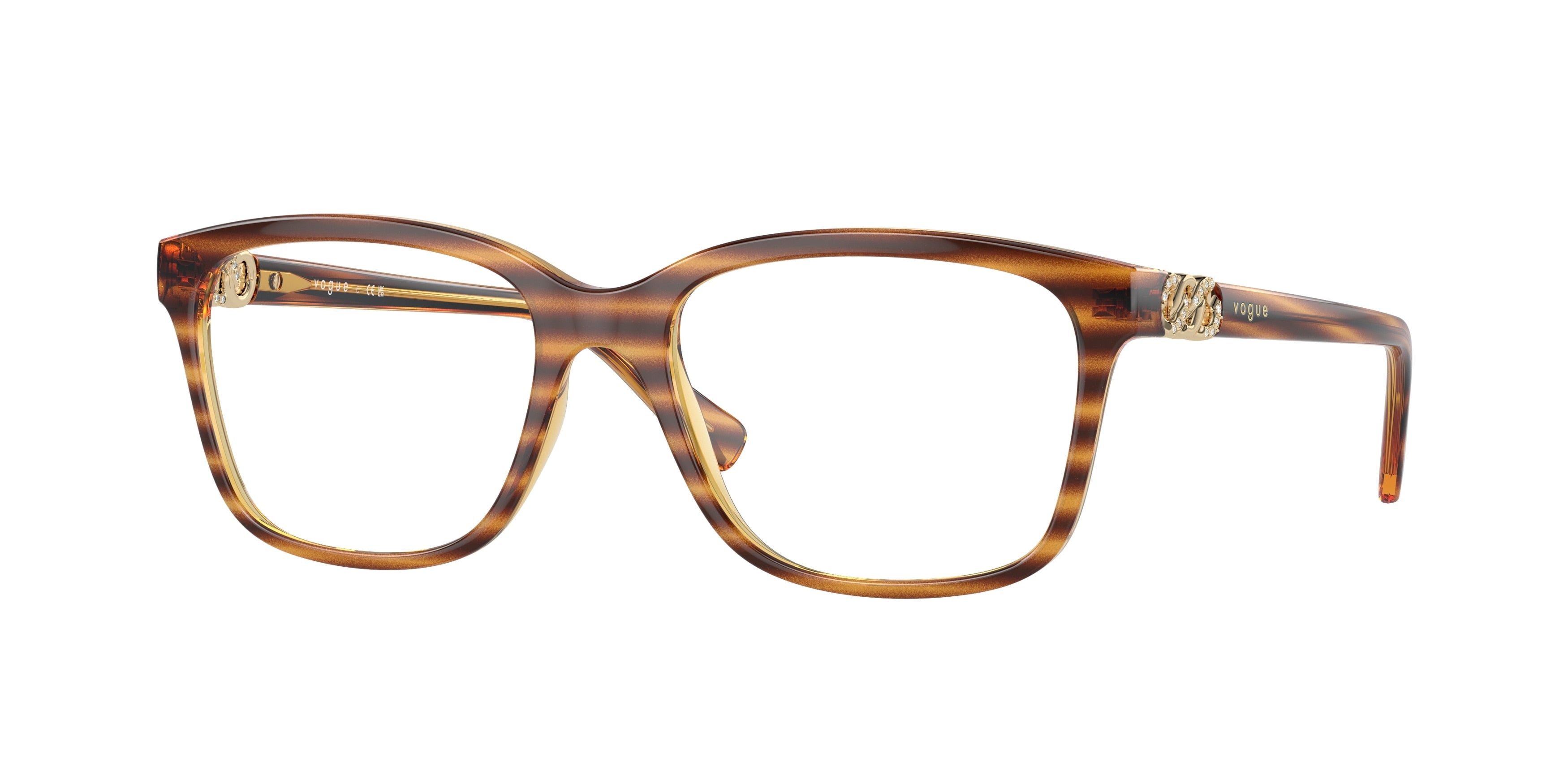 Vogue VO5574B Pillow Eyeglasses  1508-Striped Dark Havana 53-140-17 - Color Map Brown