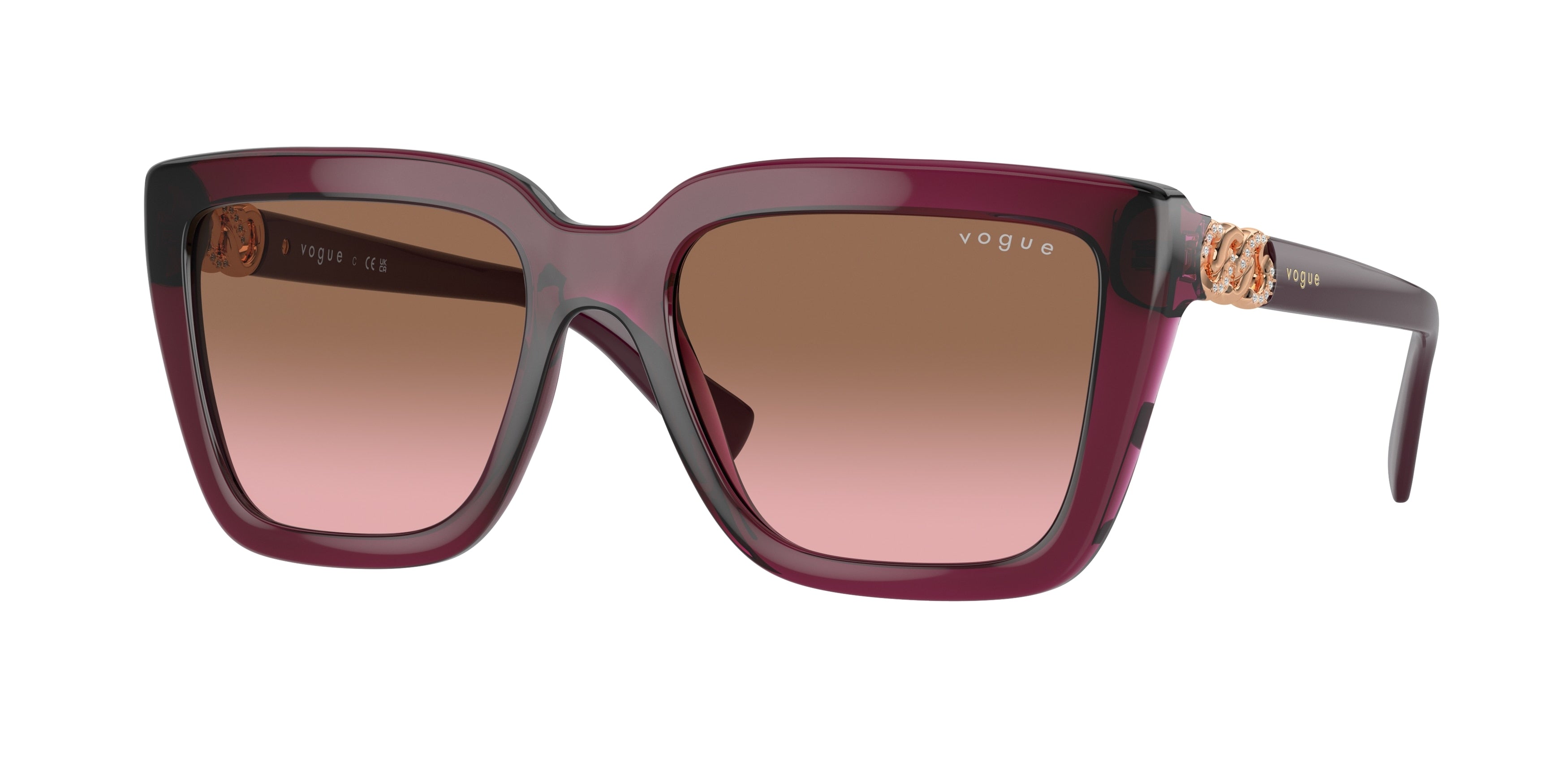 Vogue VO5575SB Butterfly Sunglasses  298914-Transparent Cherry 55-140-18 - Color Map Violet