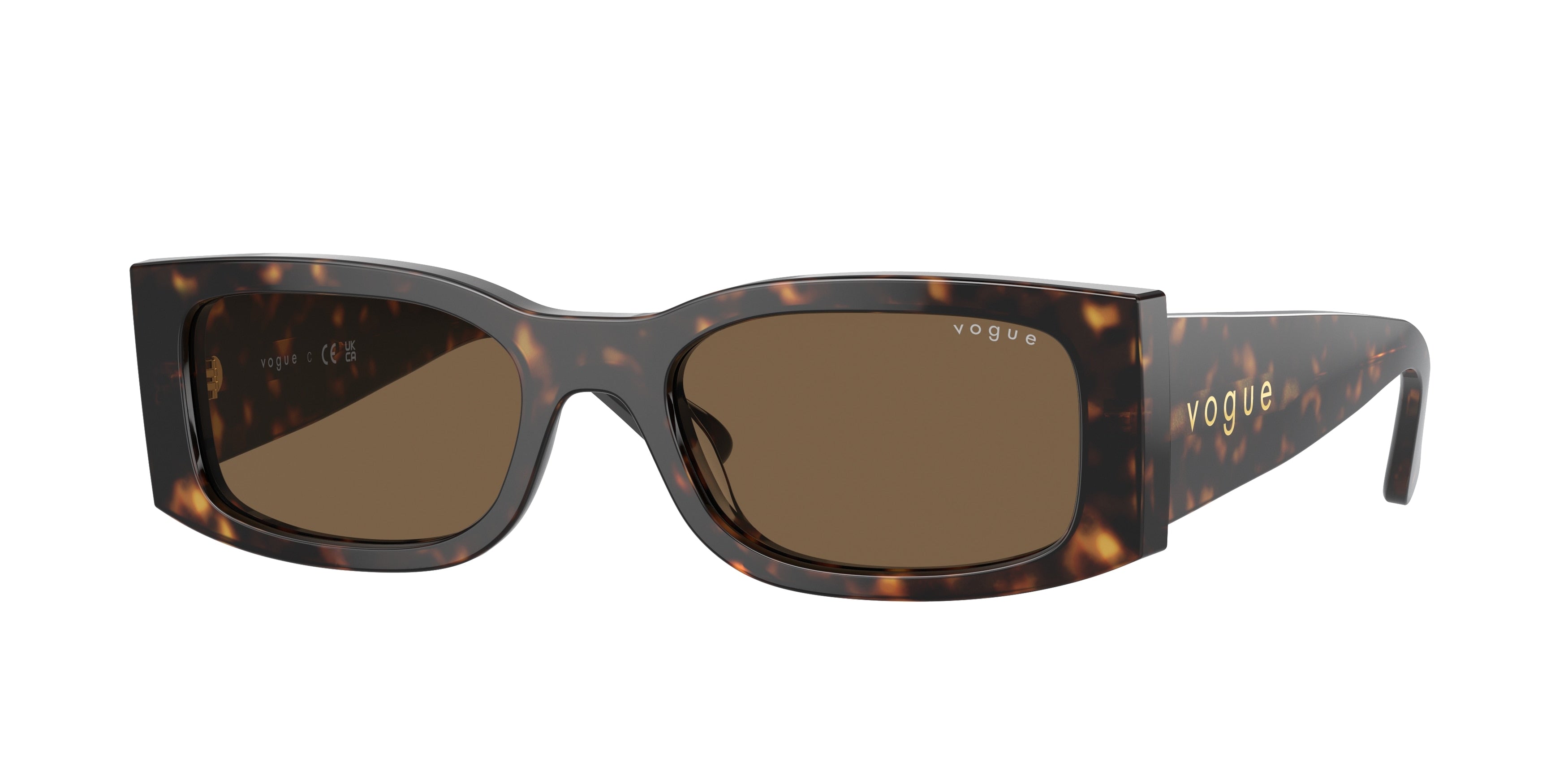 Vogue VO5584S Rectangle Sunglasses  W65673-Dark Havana 53-140-19 - Color Map Brown