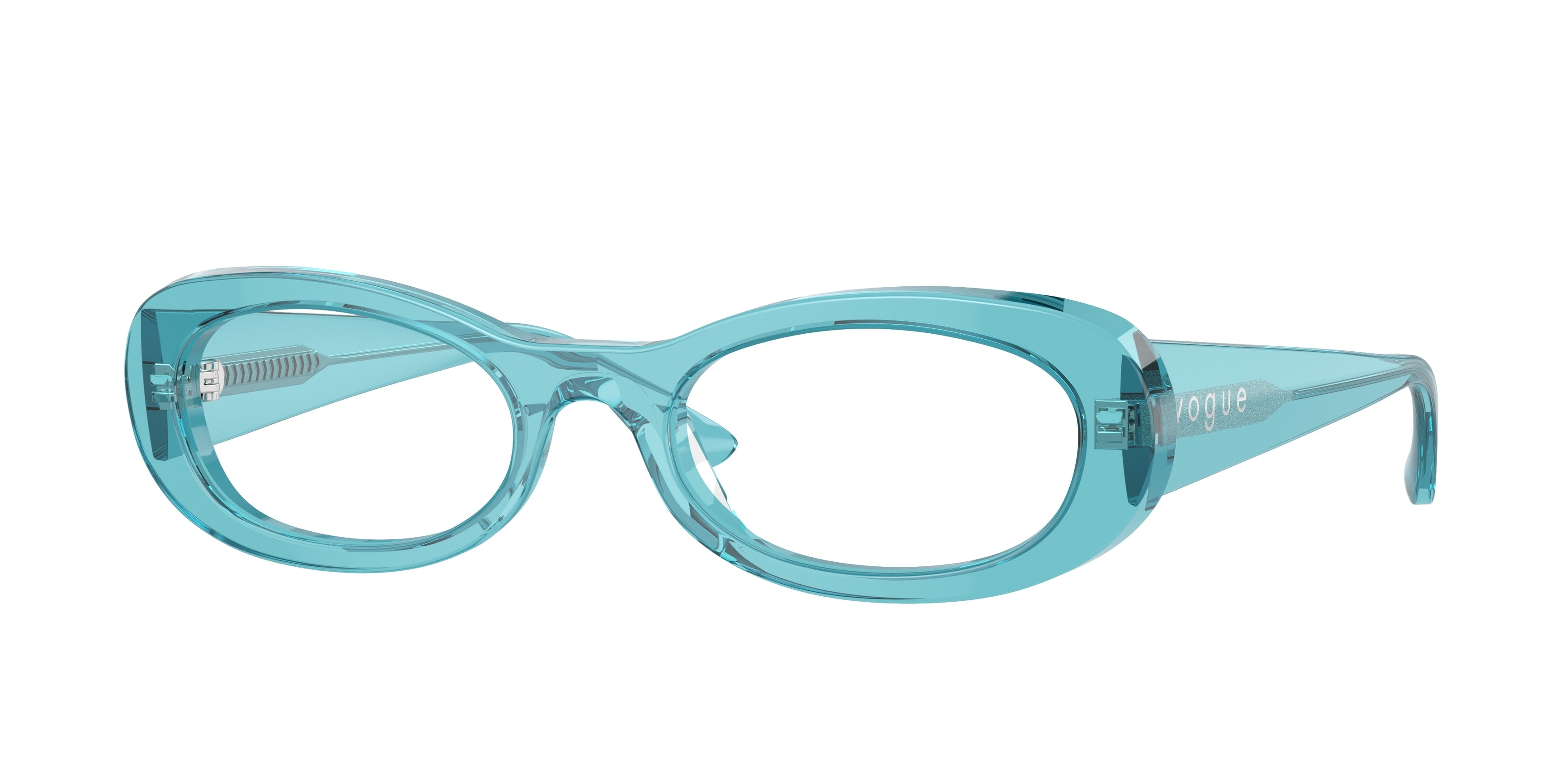 Vogue VO5596 Oval Eyeglasses  3166-Transparent Torquoise 53-140-20 - Color Map Blue