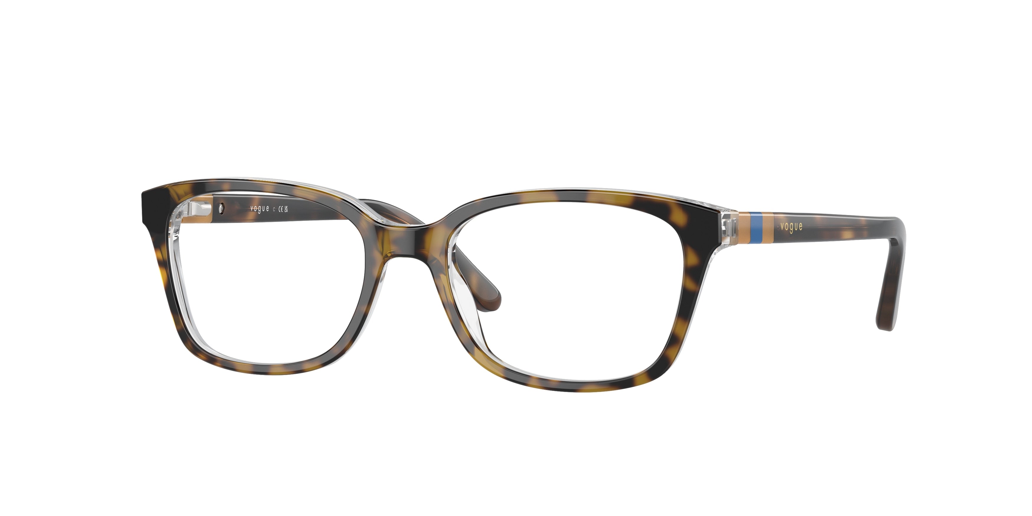 VOGUE JUNIOR OPHTHAL VY2001 Square Eyeglasses  1916-Top Light Havana/Transparent 49-130-16 - Color Map Brown