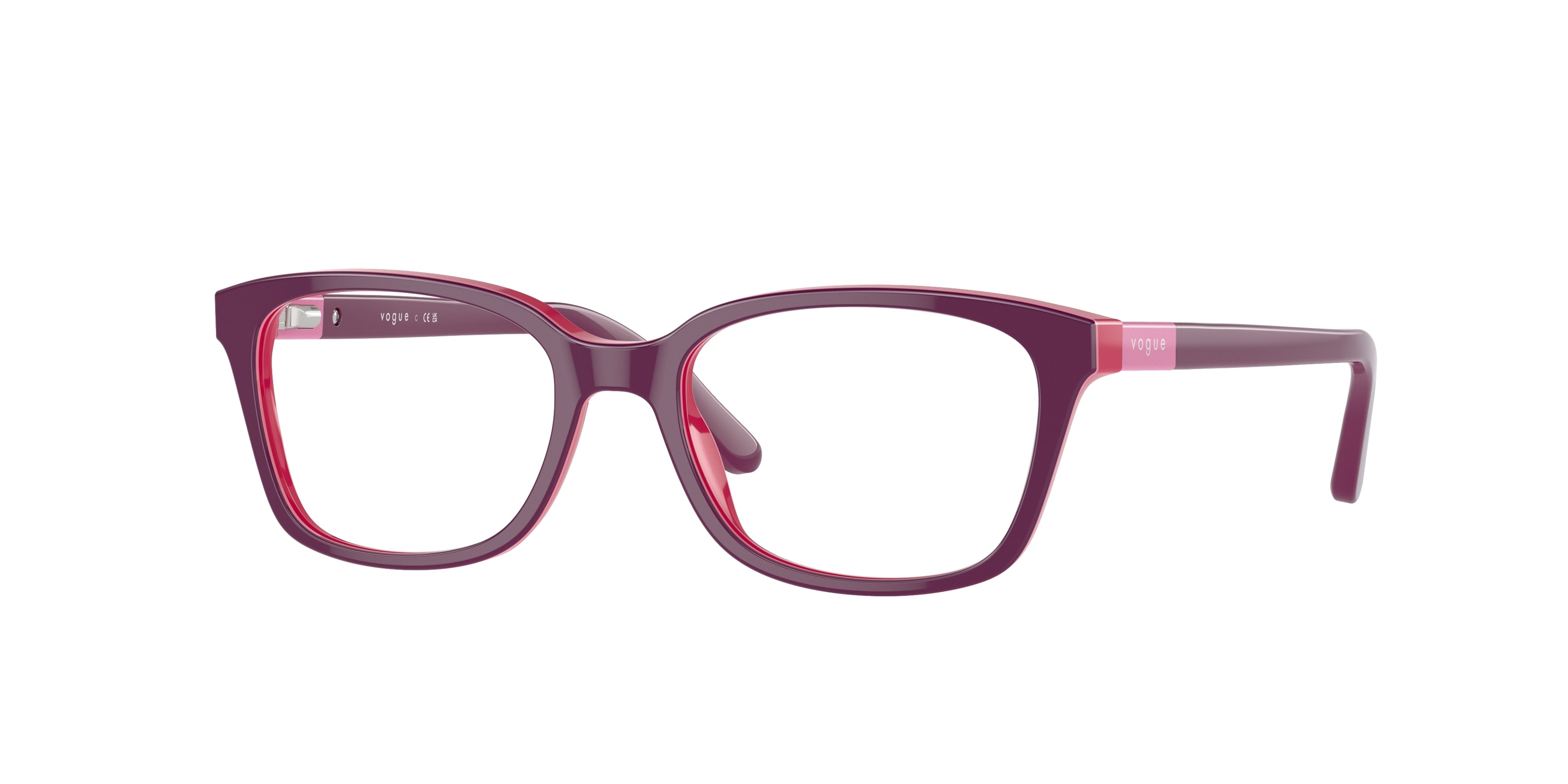 VOGUE JUNIOR OPHTHAL VY2001 Square Eyeglasses  2587-Top Violet/Fuxia 49-130-16 - Color Map Violet