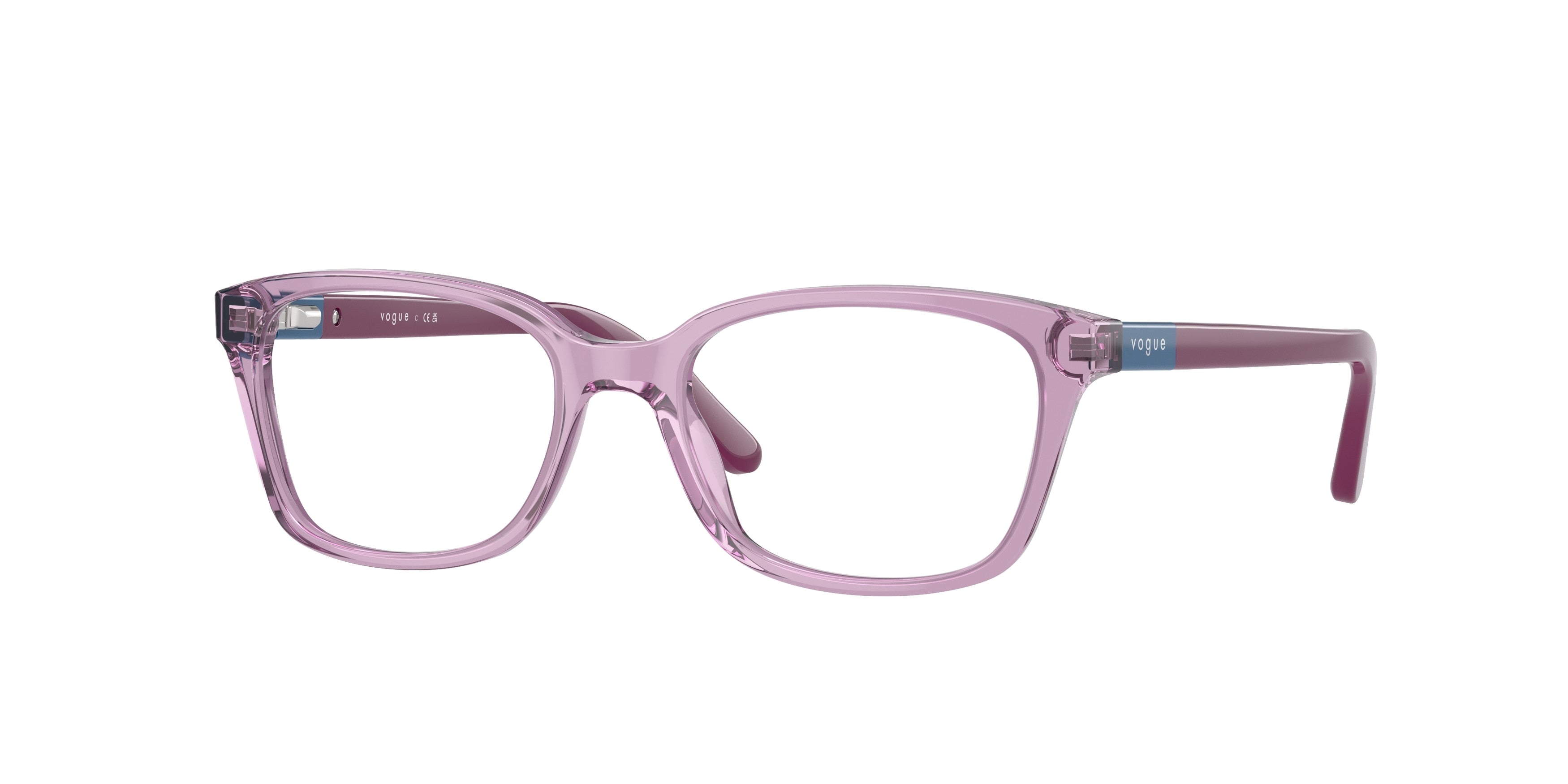 VOGUE JUNIOR OPHTHAL VY2001 Square Eyeglasses  2686-Top Transparent Violet 49-130-16 - Color Map Violet