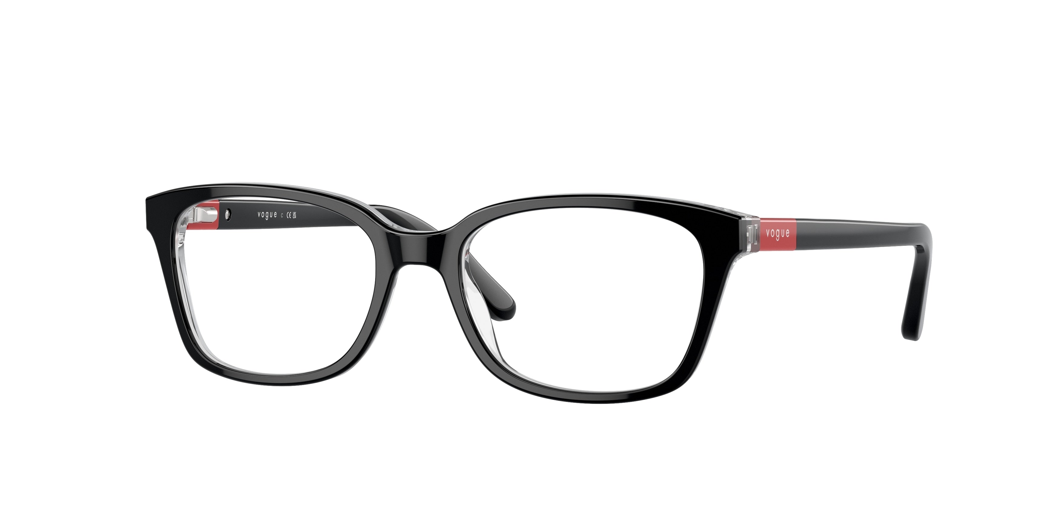 VOGUE JUNIOR OPHTHAL VY2001 Square Eyeglasses  2853-Top Black/Crystal 49-130-16 - Color Map Black