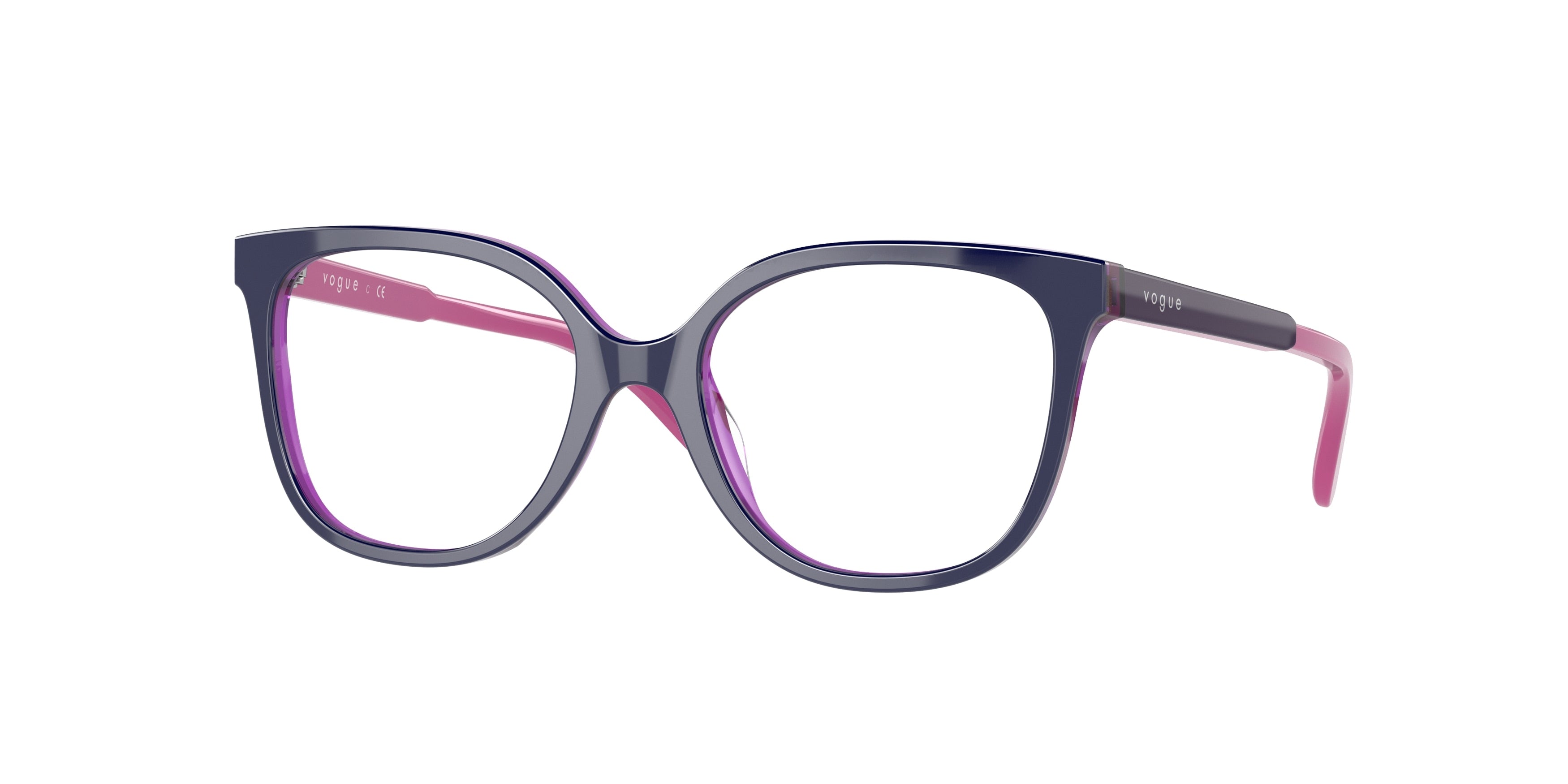 VOGUE JUNIOR OPHTHAL VY2012 Square Eyeglasses  2809-Top Violet/Violet Transparent 47-125-16 - Color Map Violet