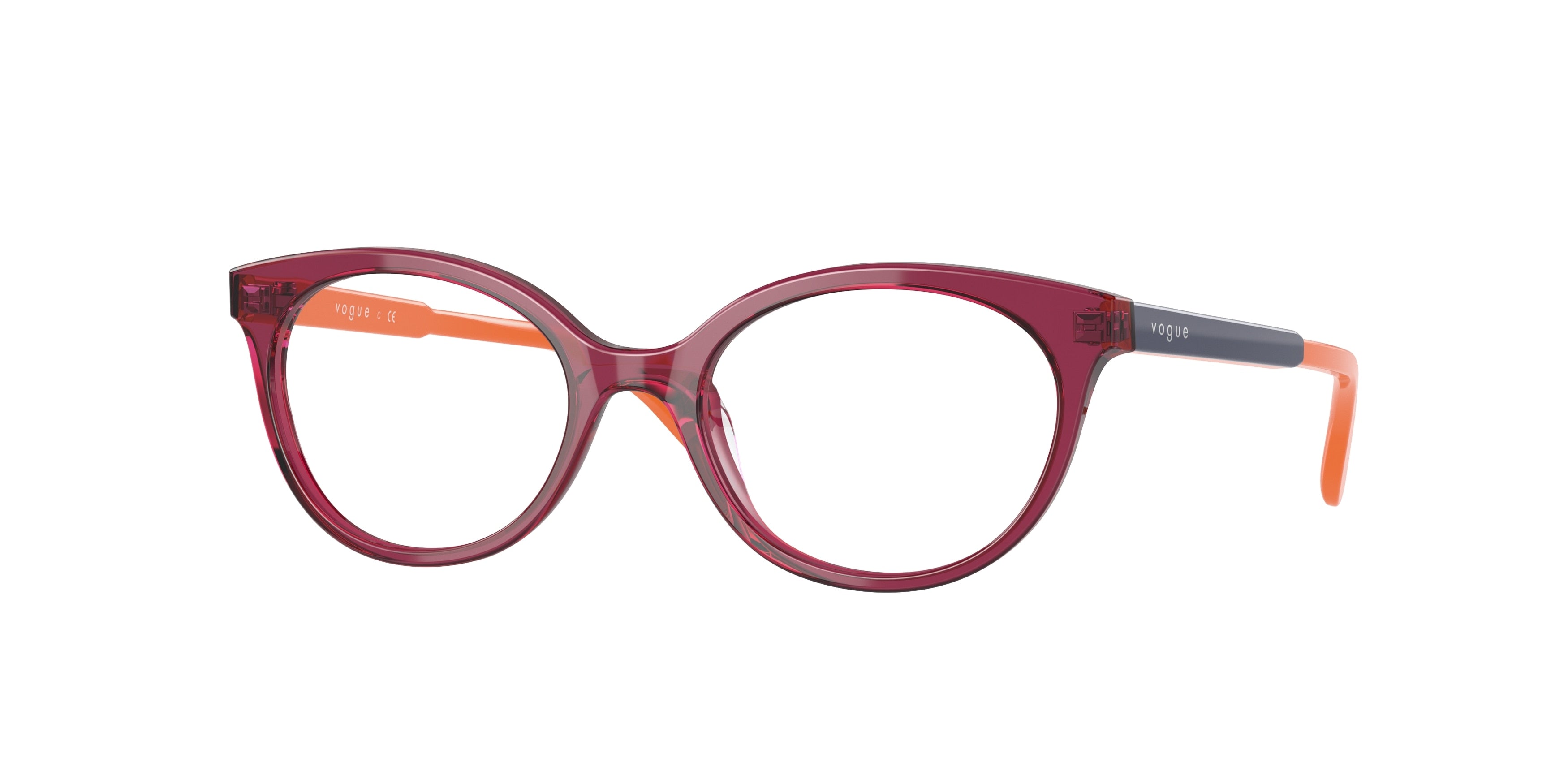 VOGUE JUNIOR OPHTHAL VY2013 Oval Eyeglasses  2831-Transparent Red 47-125-17 - Color Map Red