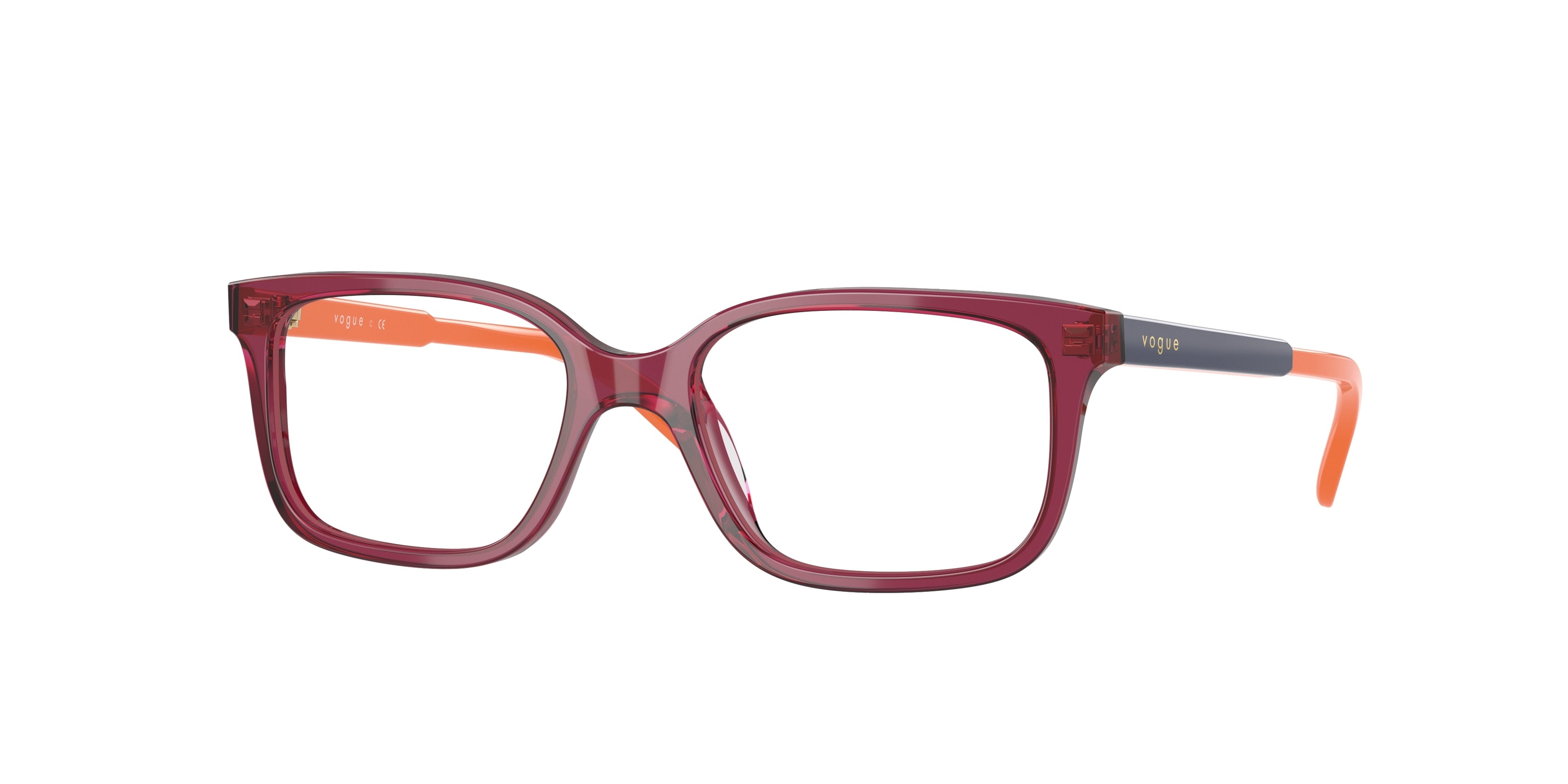 VOGUE JUNIOR OPHTHAL VY2014 Rectangle Eyeglasses  2831-Transparent Red 47-125-16 - Color Map Red